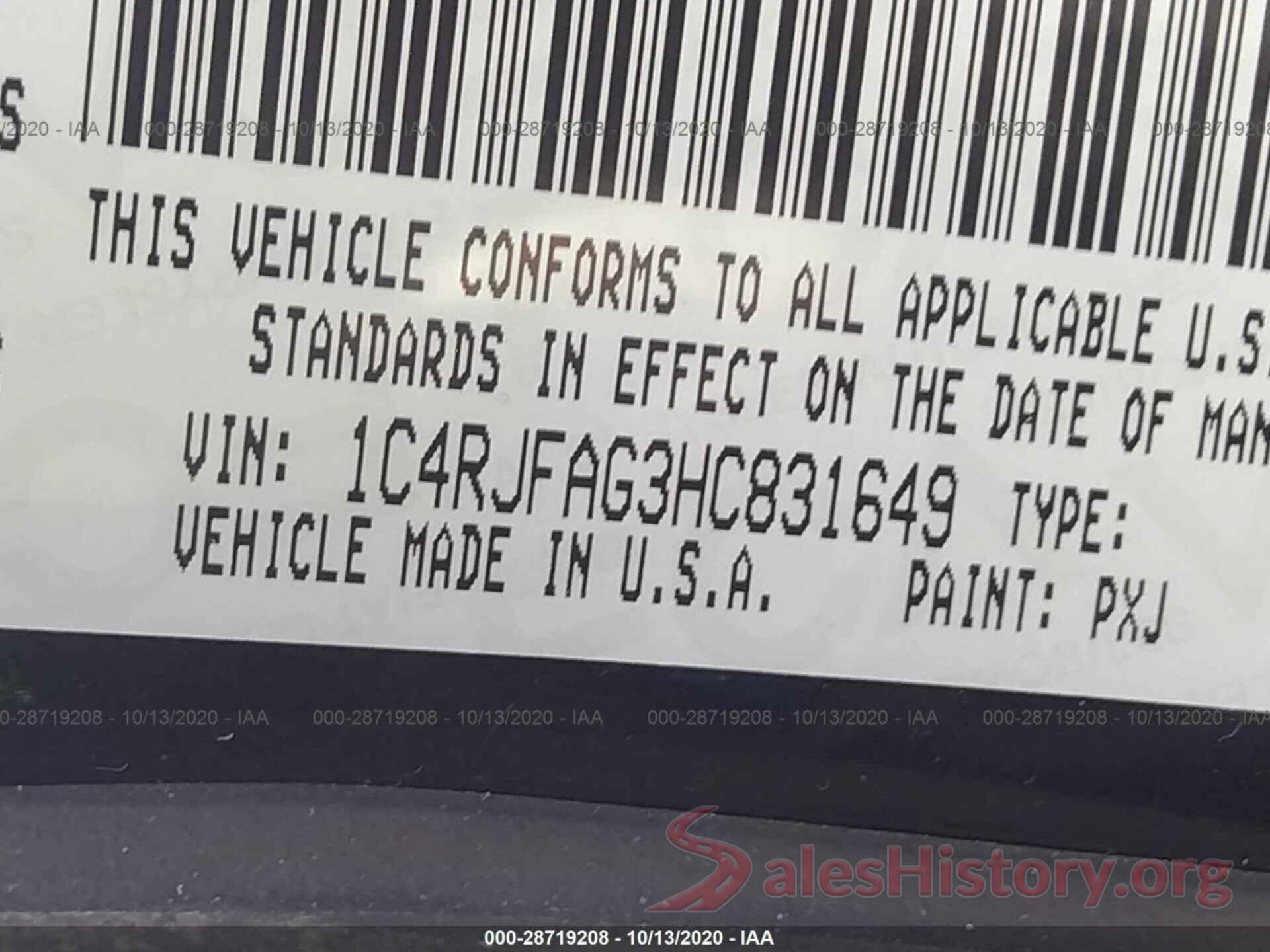 1C4RJFAG3HC831649 2017 JEEP GRAND CHEROKEE