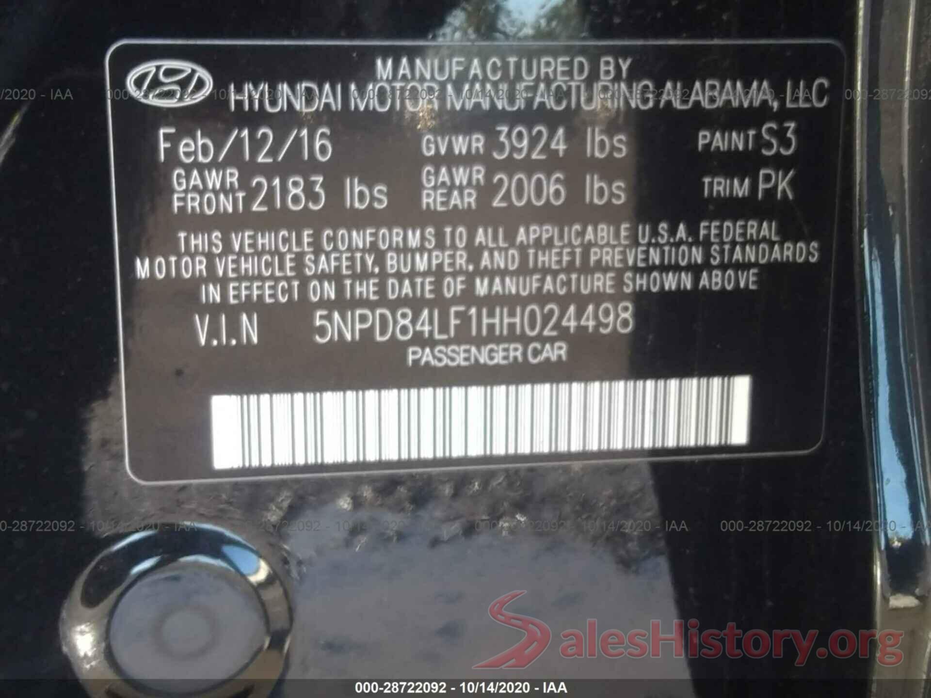 5NPD84LF1HH024498 2017 HYUNDAI ELANTRA