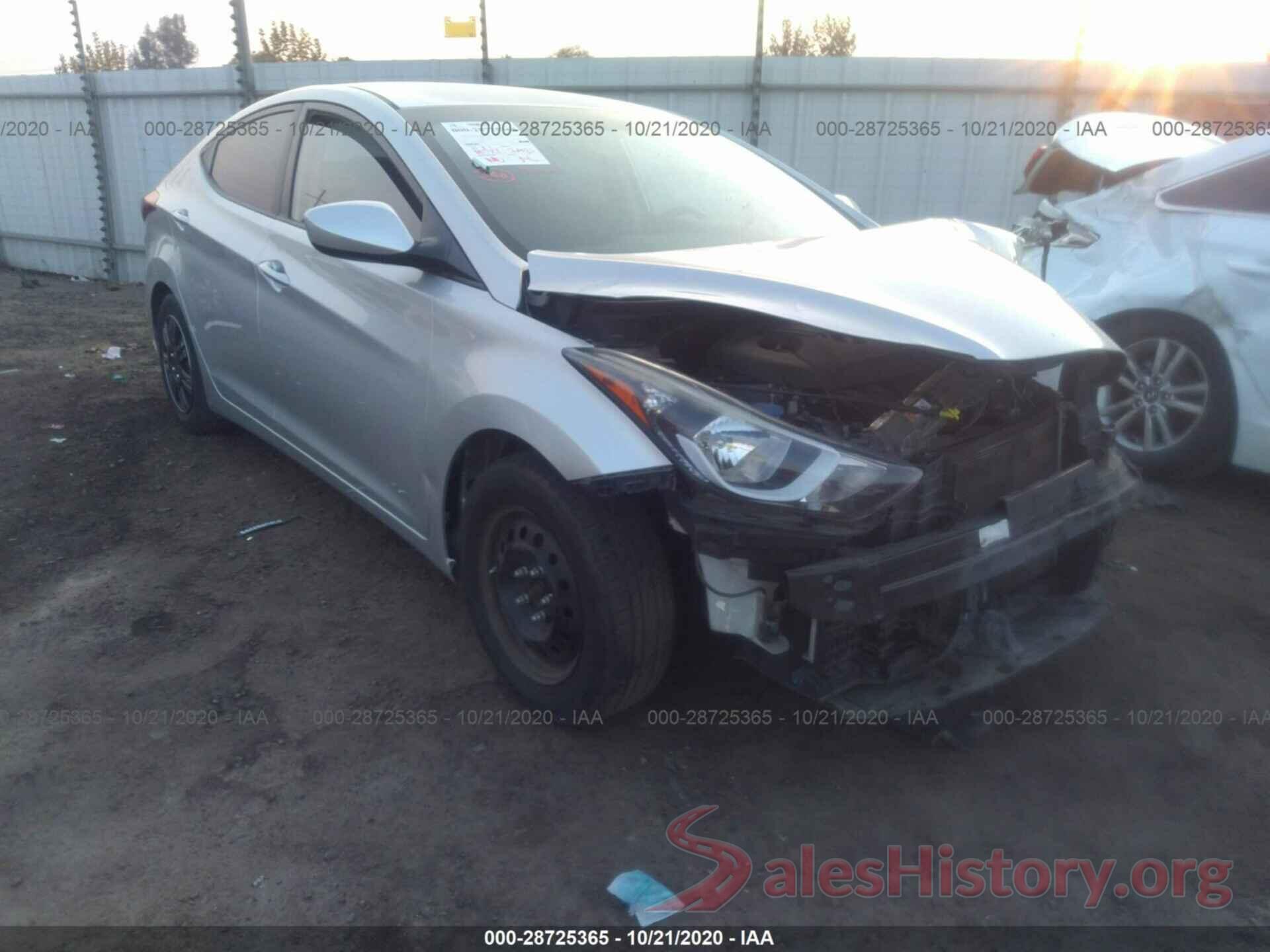 5NPDH4AE8GH690525 2016 HYUNDAI ELANTRA