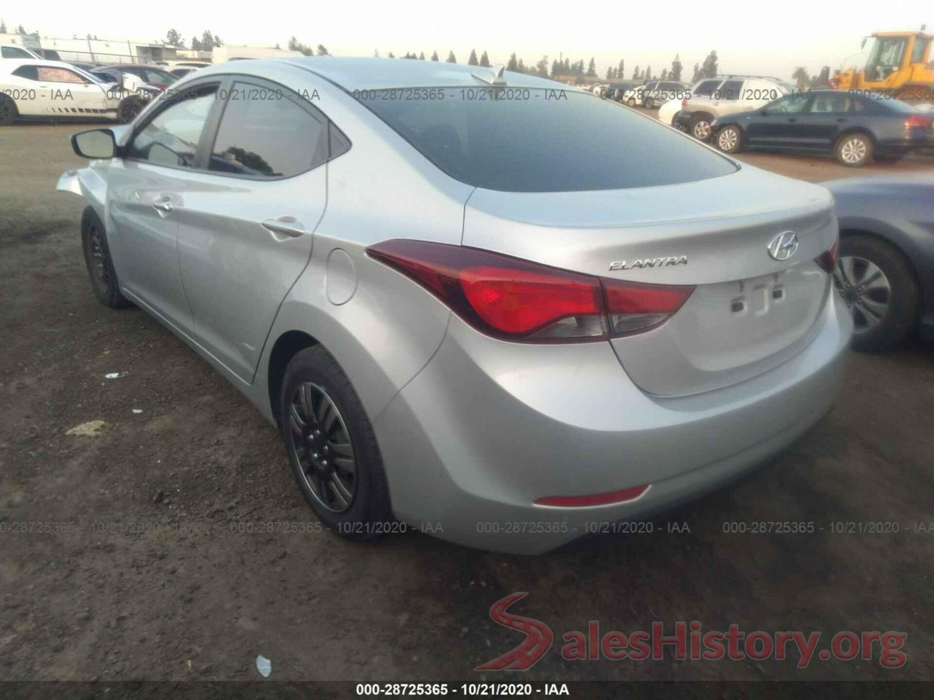 5NPDH4AE8GH690525 2016 HYUNDAI ELANTRA