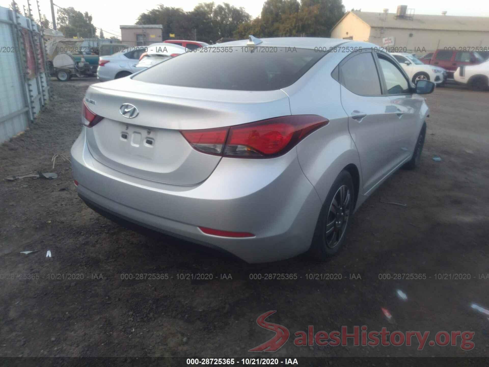 5NPDH4AE8GH690525 2016 HYUNDAI ELANTRA