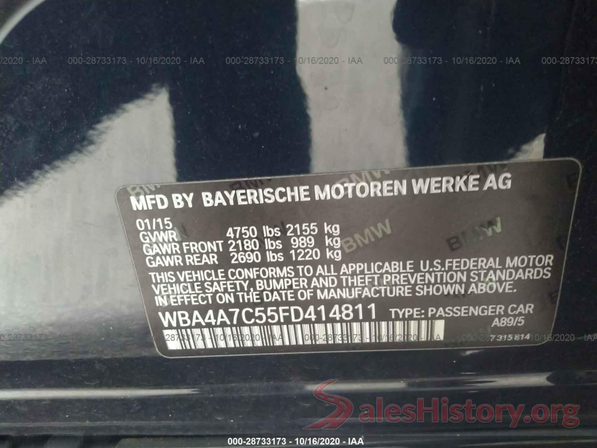 WBA4A7C55FD414811 2015 BMW 4 SERIES