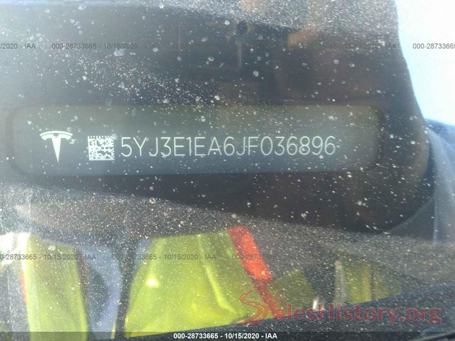 5YJ3E1EA6JF036896 2018 TESLA MODEL 3