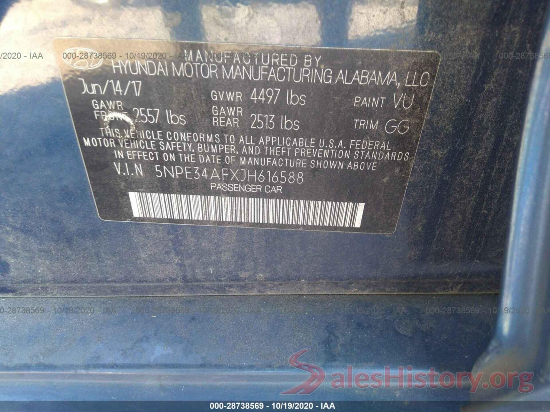 5NPE34AFXJH616588 2018 HYUNDAI SONATA