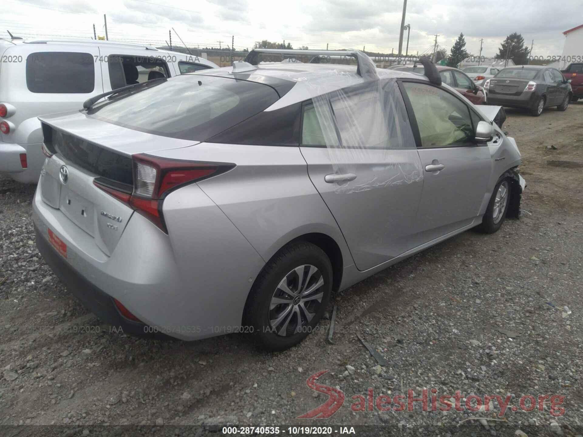 JTDL9RFUXL3017943 2020 TOYOTA PRIUS