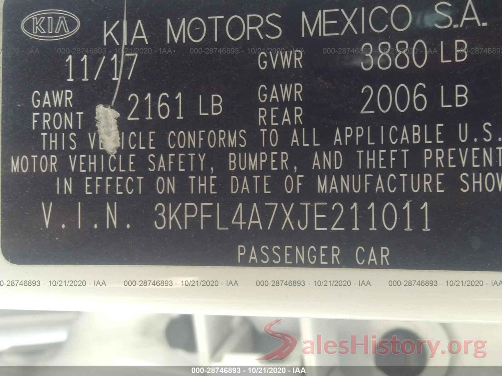 3KPFL4A7XJE211011 2018 KIA FORTE