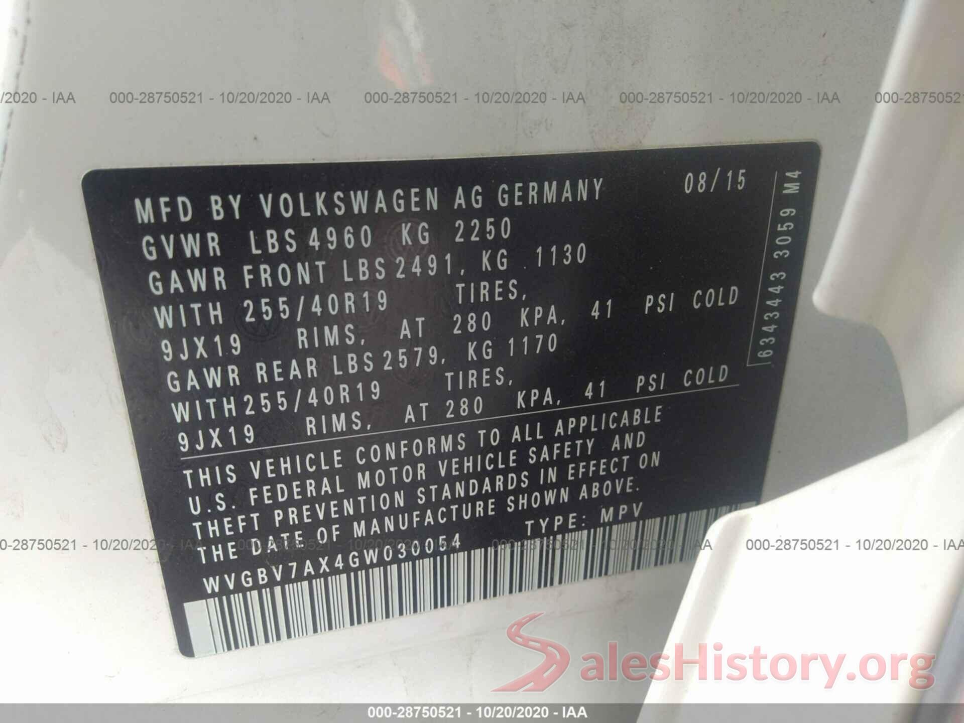 WVGBV7AX4GW030054 2016 VOLKSWAGEN TIGUAN