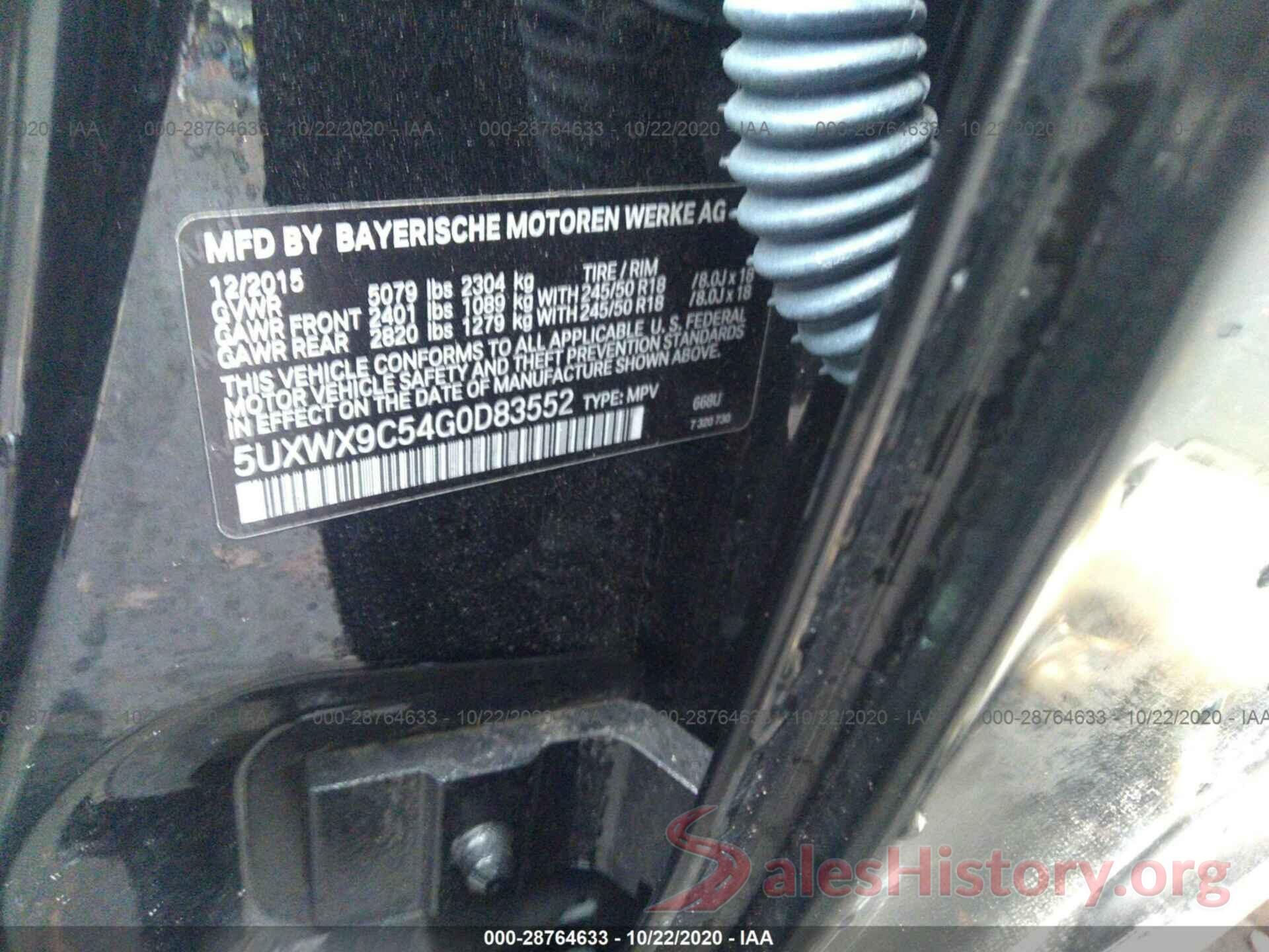 5UXWX9C54G0D83552 2016 BMW X3