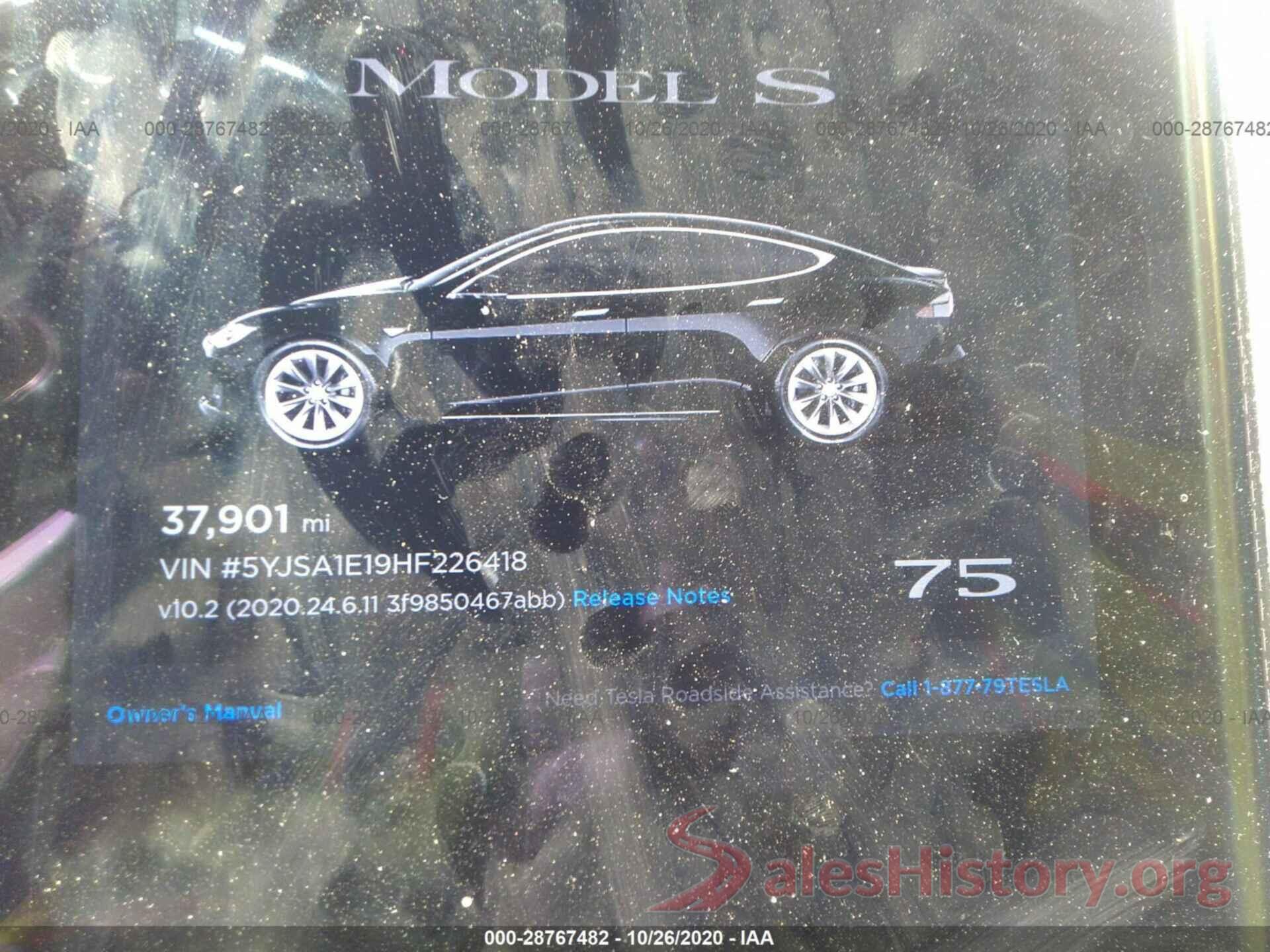 5YJSA1E19HF226418 2017 TESLA MODEL S