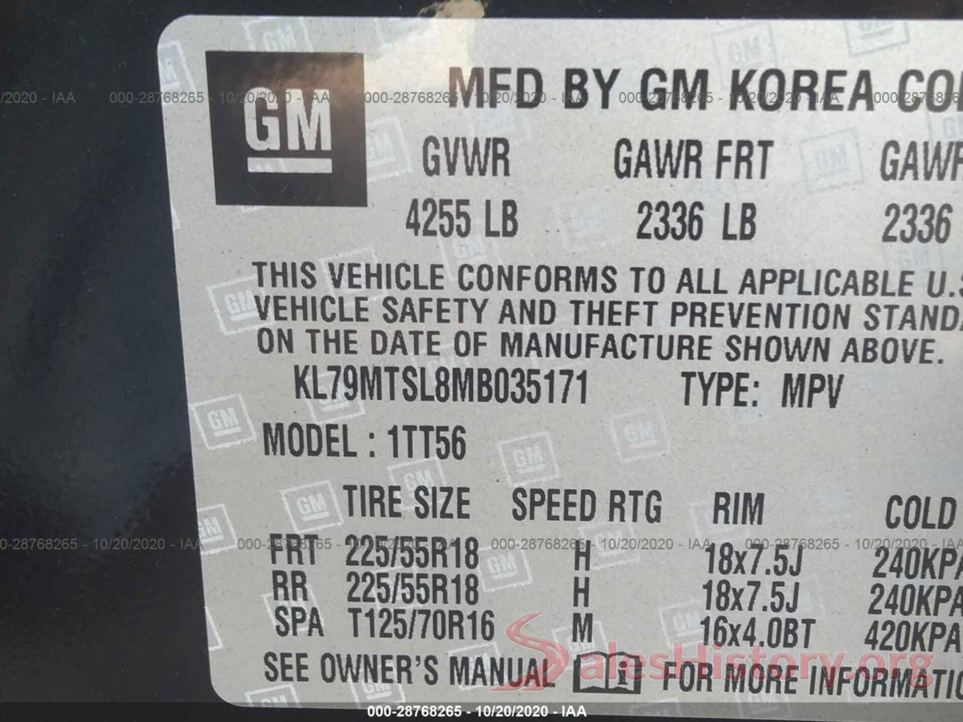 KL79MTSL8MB035171 2021 CHEVROLET TRAILBLAZER