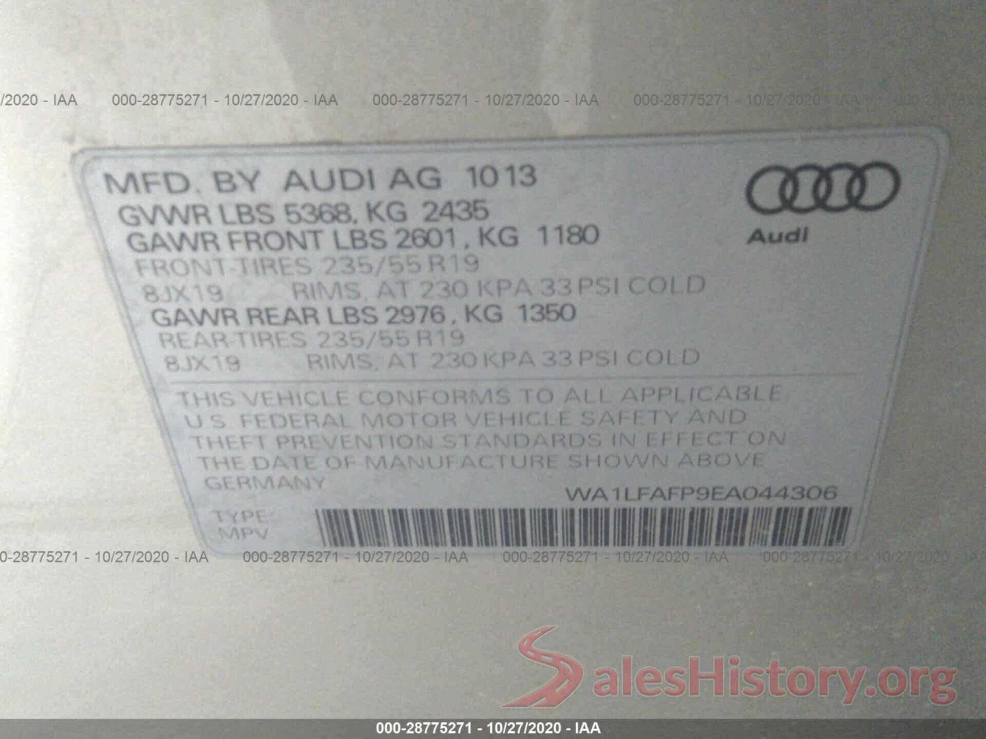 WA1LFAFP9EA044306 2014 AUDI Q5