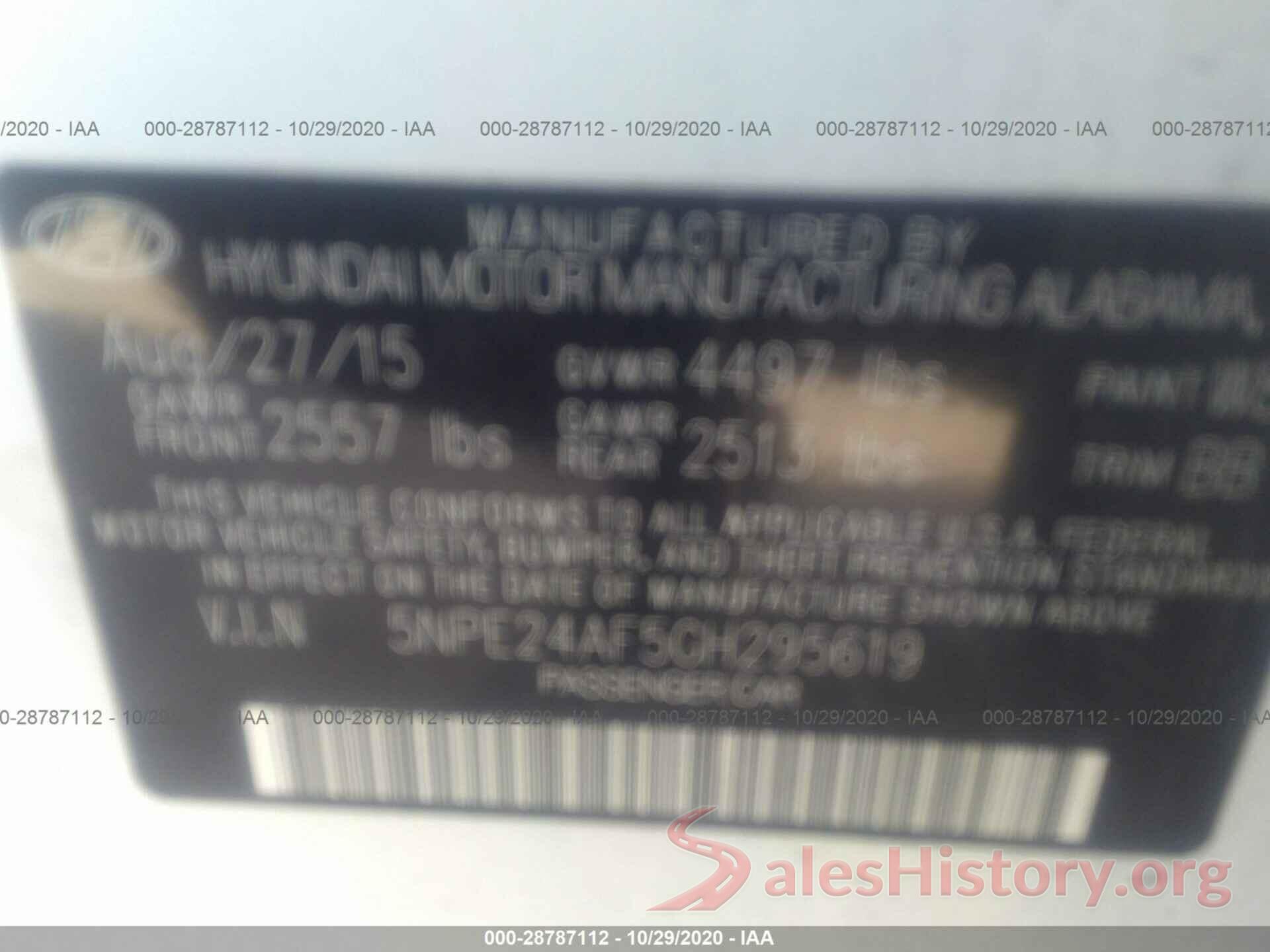 5NPE24AF5GH295619 2016 HYUNDAI SONATA