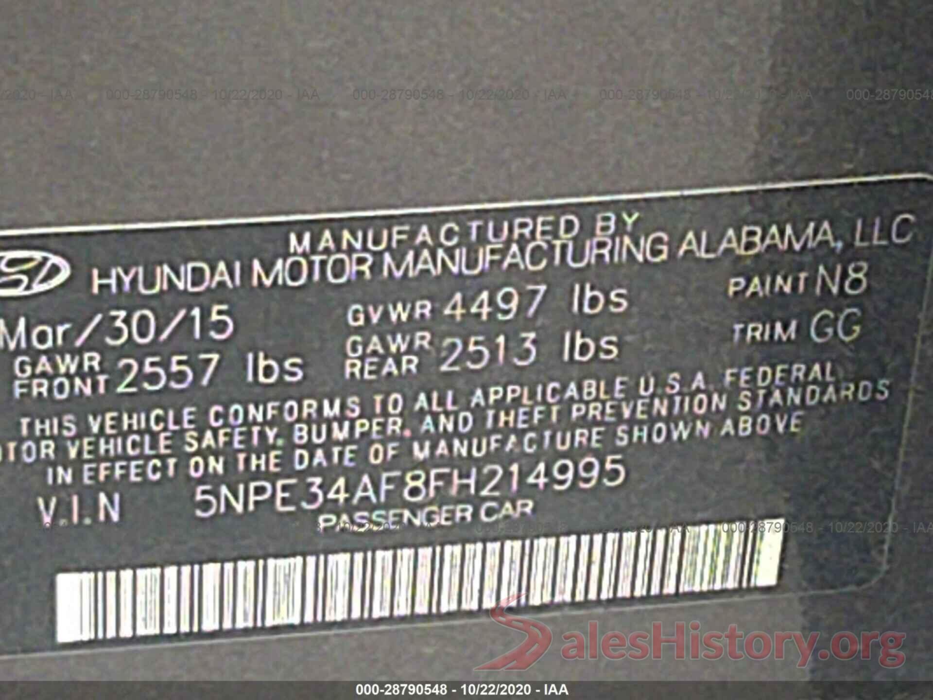 5NPE34AF8FH214995 2015 HYUNDAI SONATA