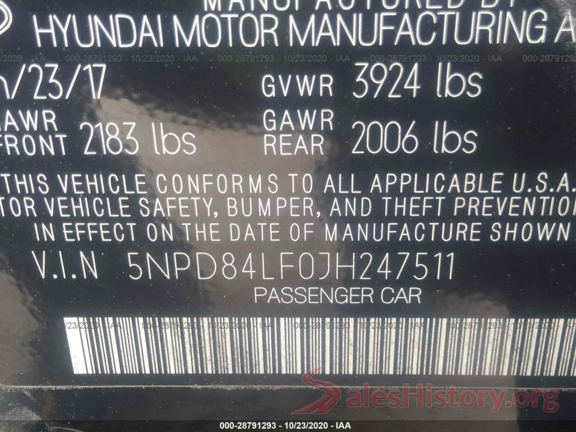 5NPD84LF0JH247511 2018 HYUNDAI ELANTRA