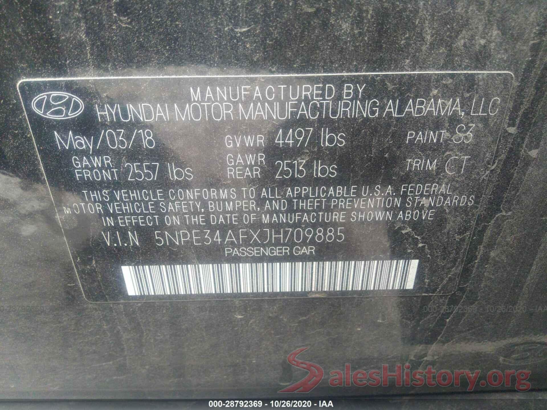 5NPE34AFXJH709885 2018 HYUNDAI SONATA