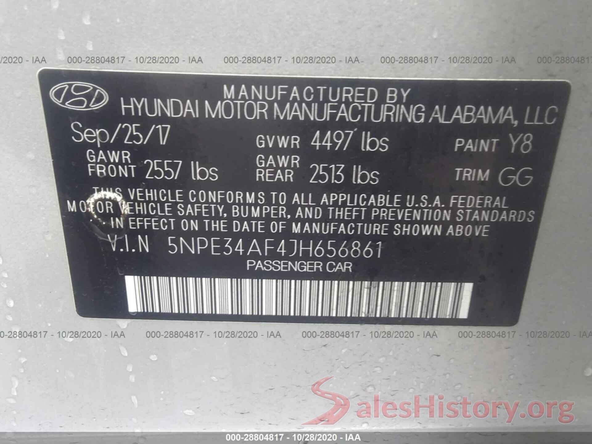 5NPE34AF4JH656861 2018 HYUNDAI SONATA