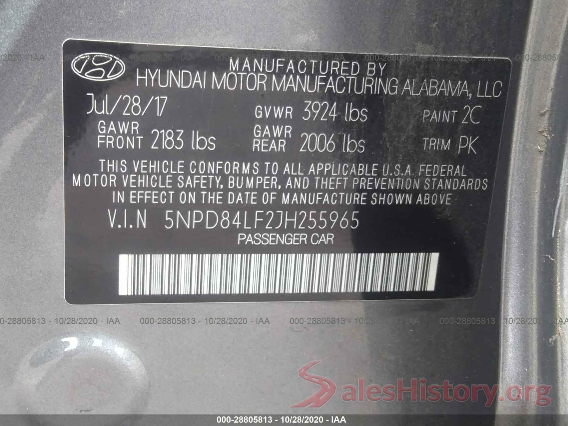 5NPD84LF2JH255965 2018 HYUNDAI ELANTRA