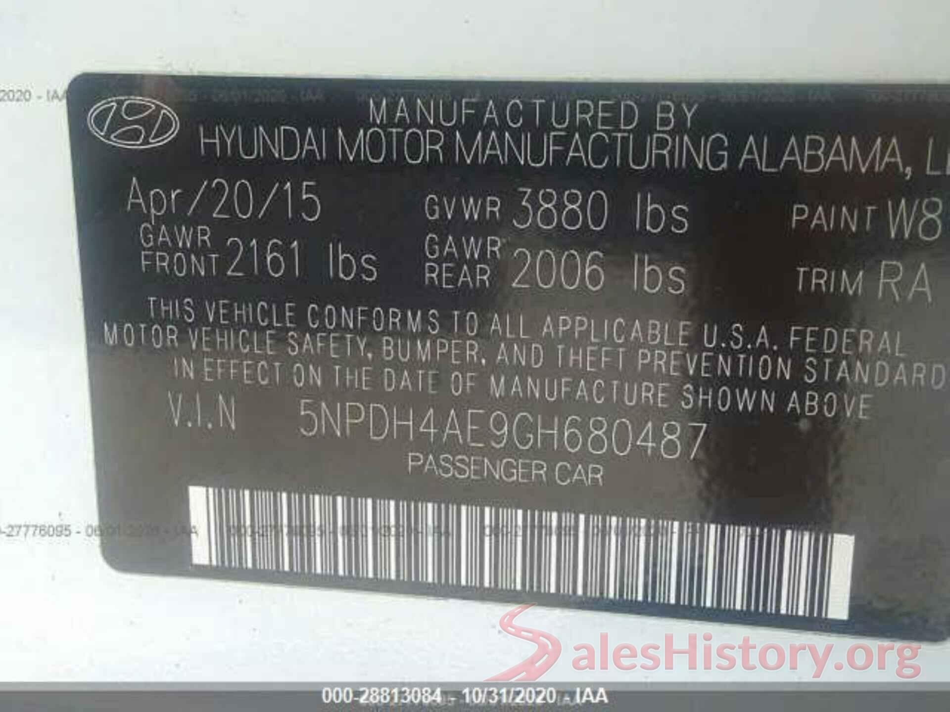 5NPDH4AE9GH680487 2016 HYUNDAI ELANTRA