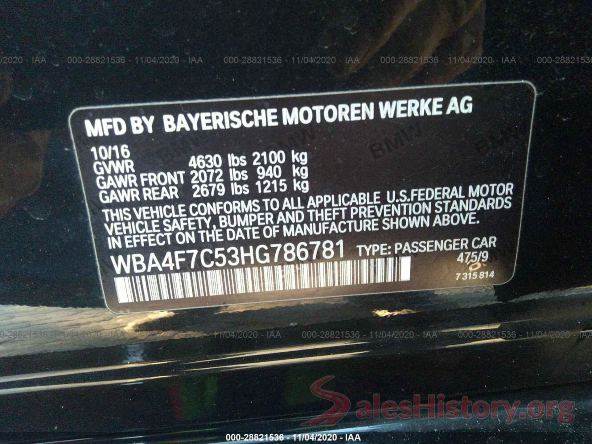 WBA4F7C53HG786781 2017 BMW 4 SERIES