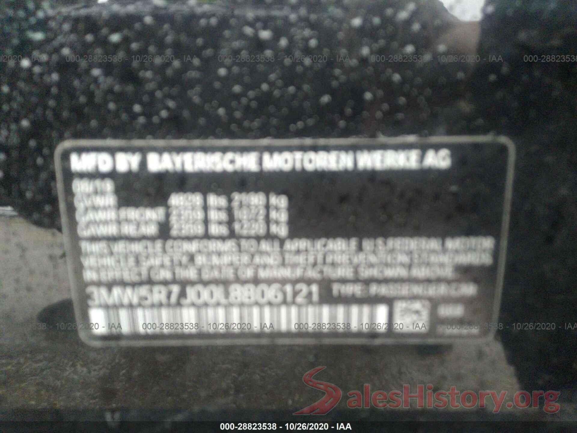 3MW5R7J00L8B06121 2020 BMW 3 SERIES