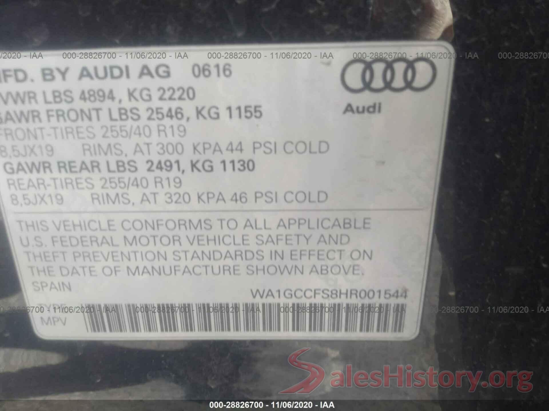 WA1GCCFS8HR001544 2017 AUDI Q3