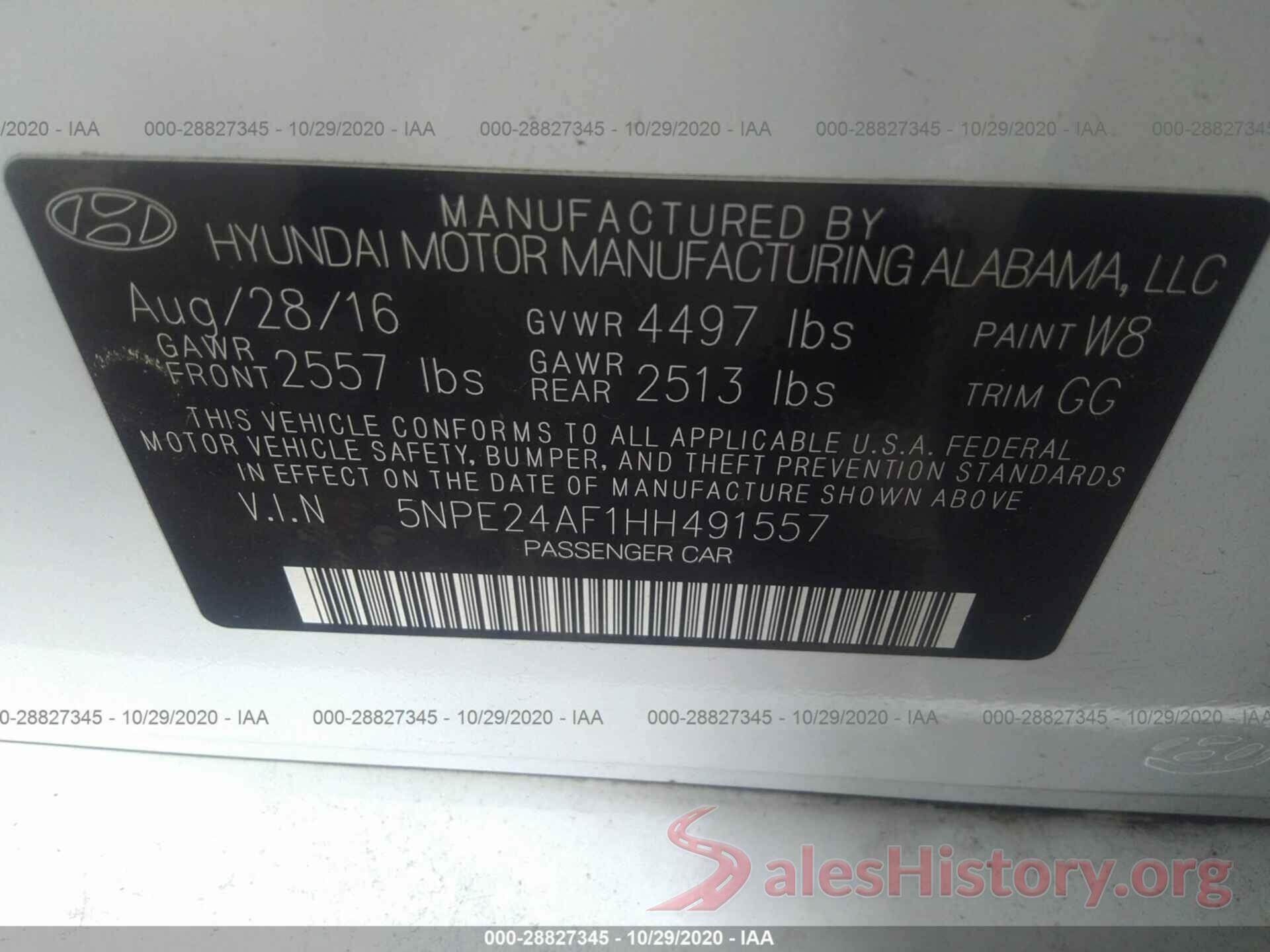 5NPE24AF1HH491557 2017 HYUNDAI SONATA