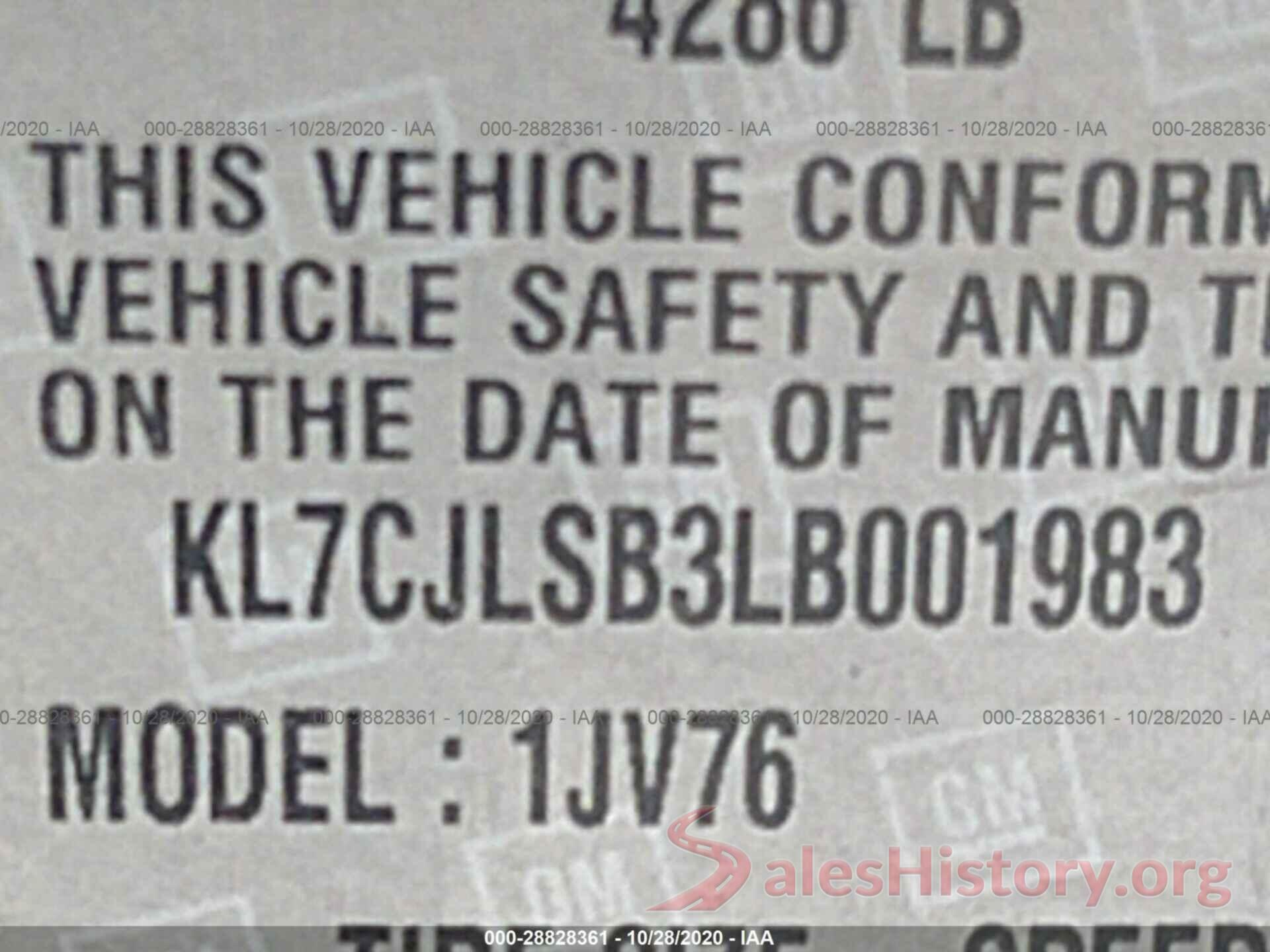 KL7CJLSB3LB001983 2020 CHEVROLET TRAX