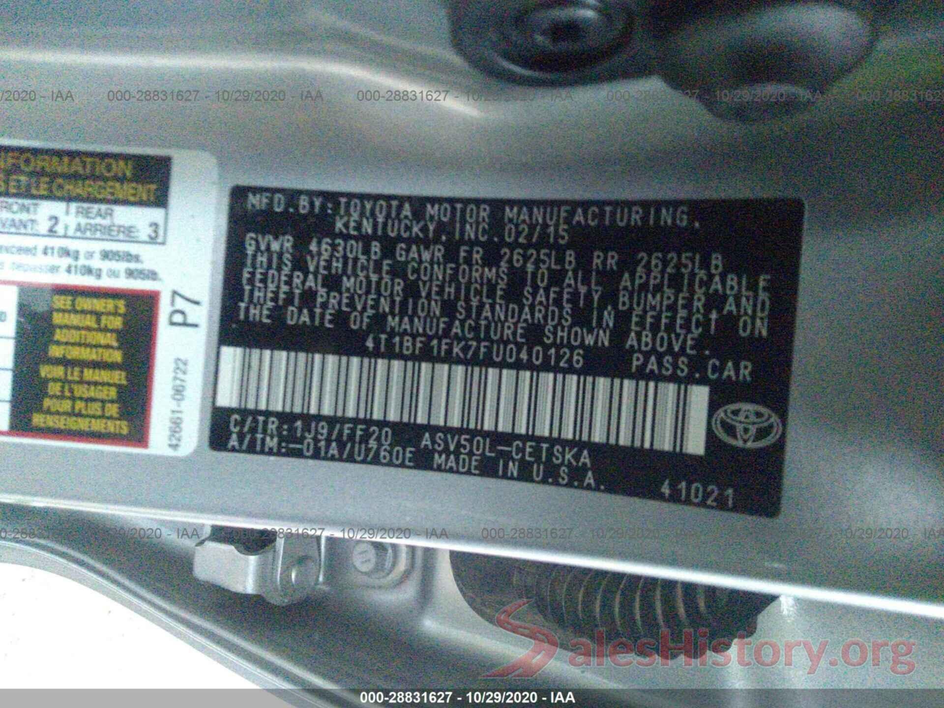 4T1BF1FK7FU040126 2015 TOYOTA CAMRY