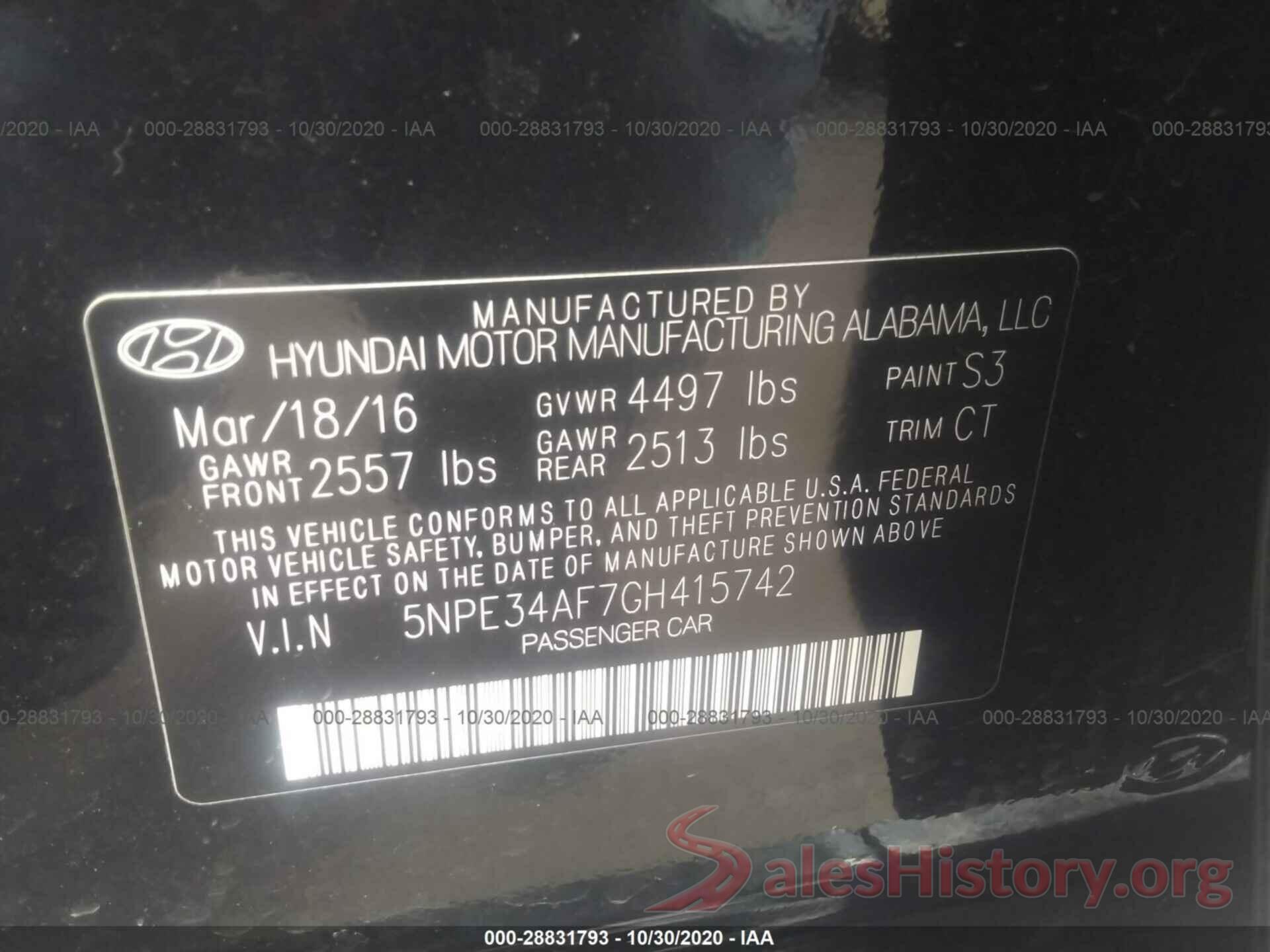 5NPE34AF7GH415742 2016 HYUNDAI SONATA