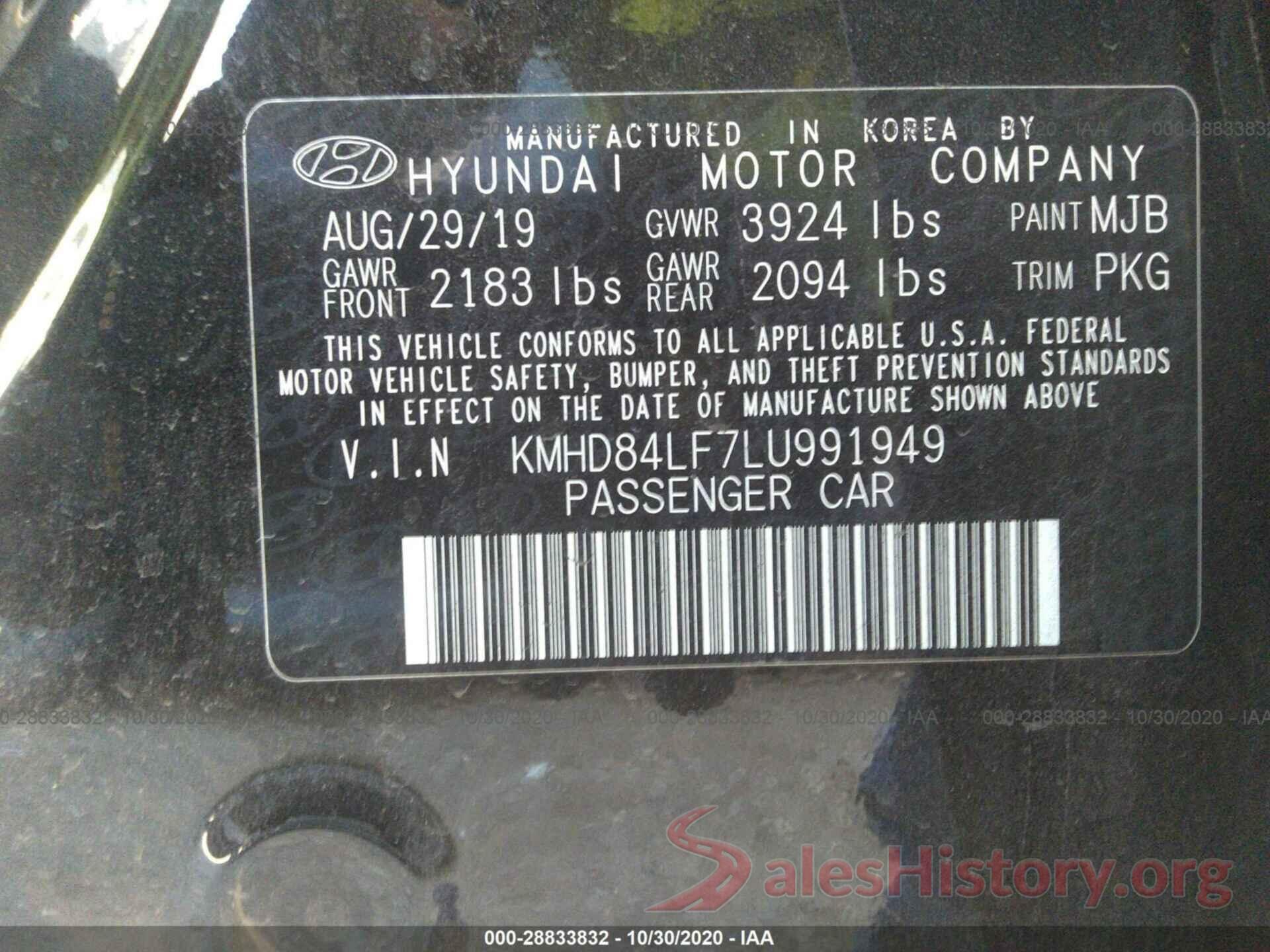 KMHD84LF7LU991949 2020 HYUNDAI ELANTRA