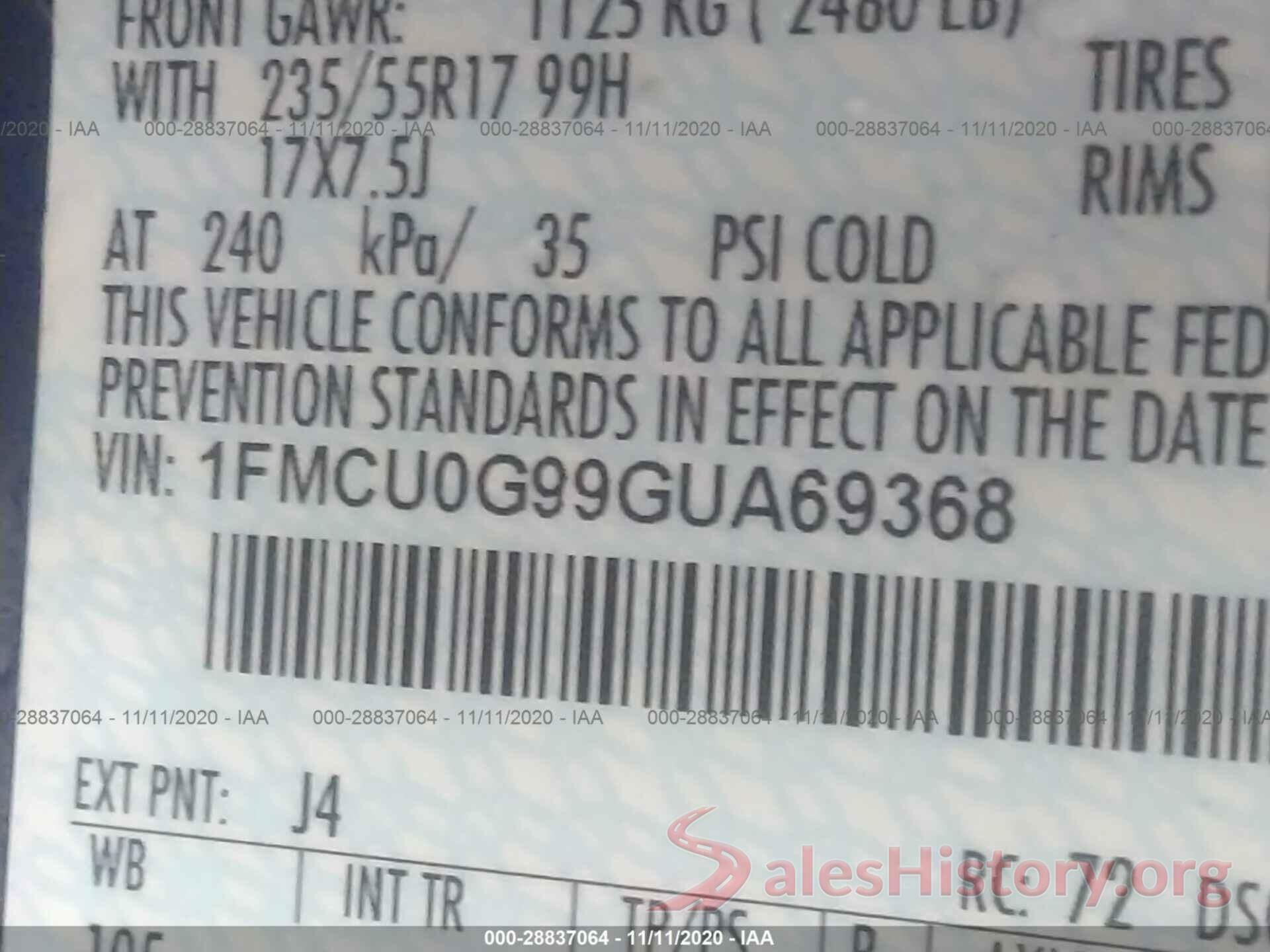 1FMCU0G99GUA69368 2016 FORD ESCAPE