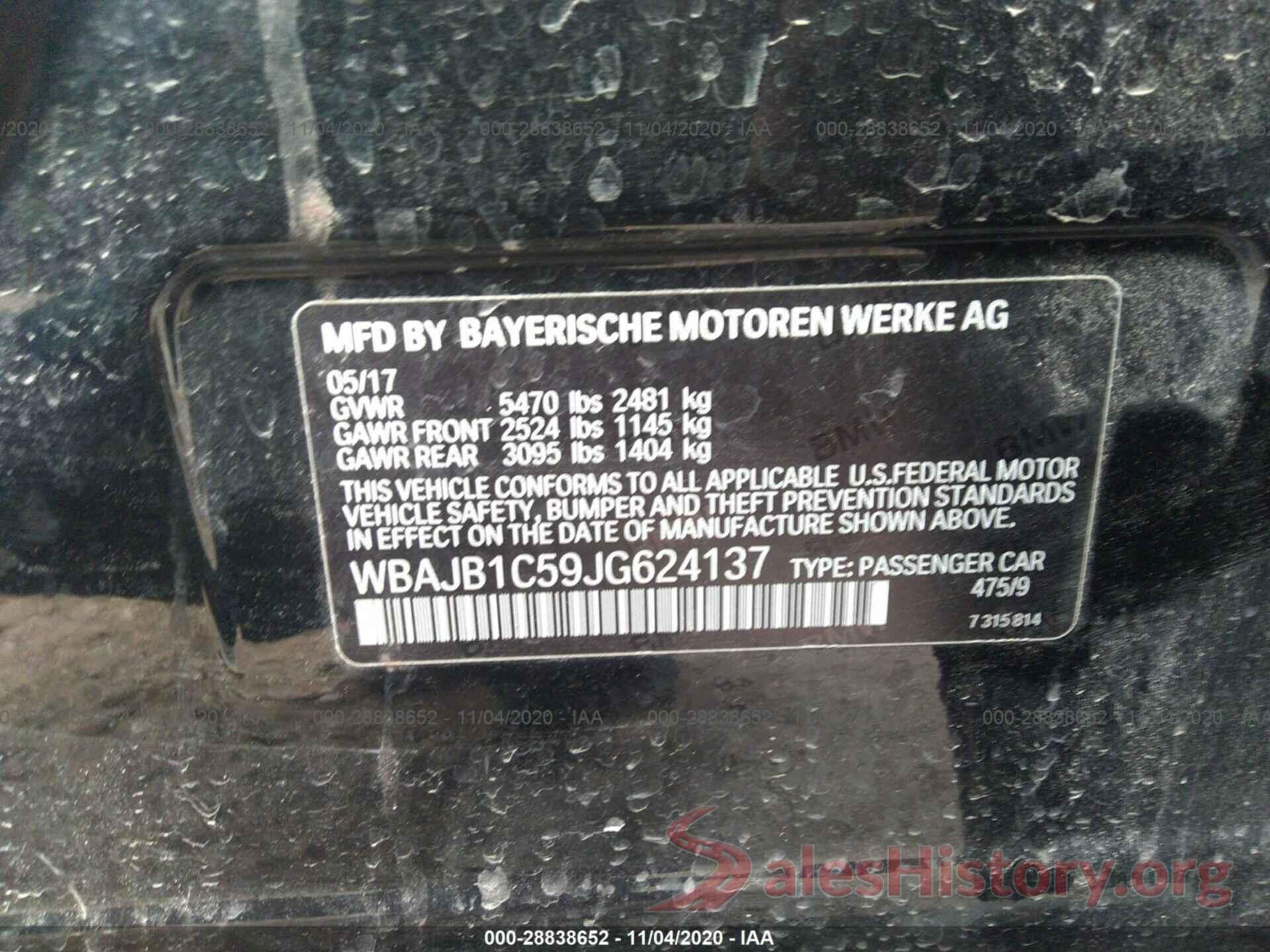 WBAJB1C59JG624137 2018 BMW 5 SERIES