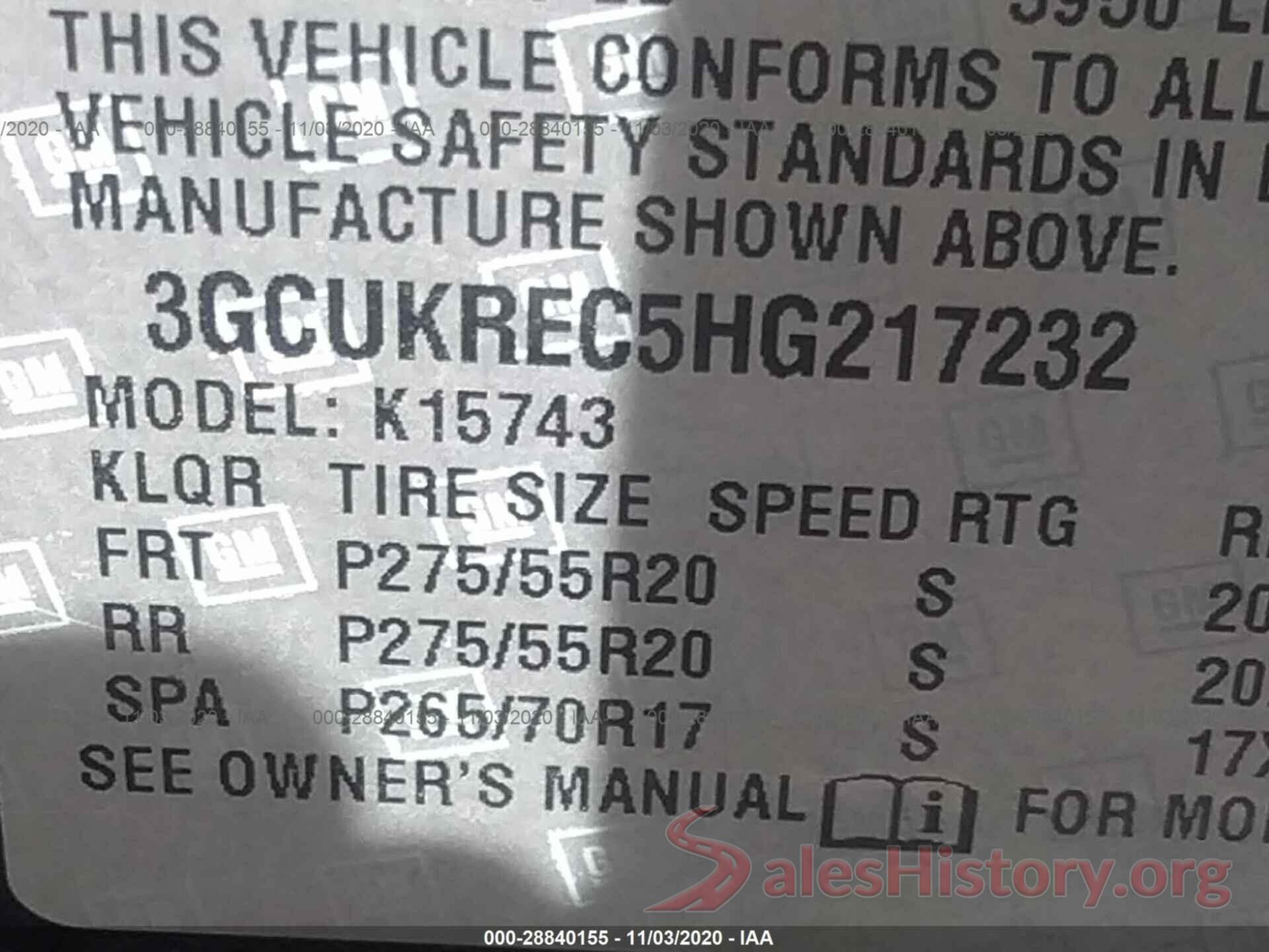 3GCUKREC5HG217232 2017 CHEVROLET SILVERADO 1500