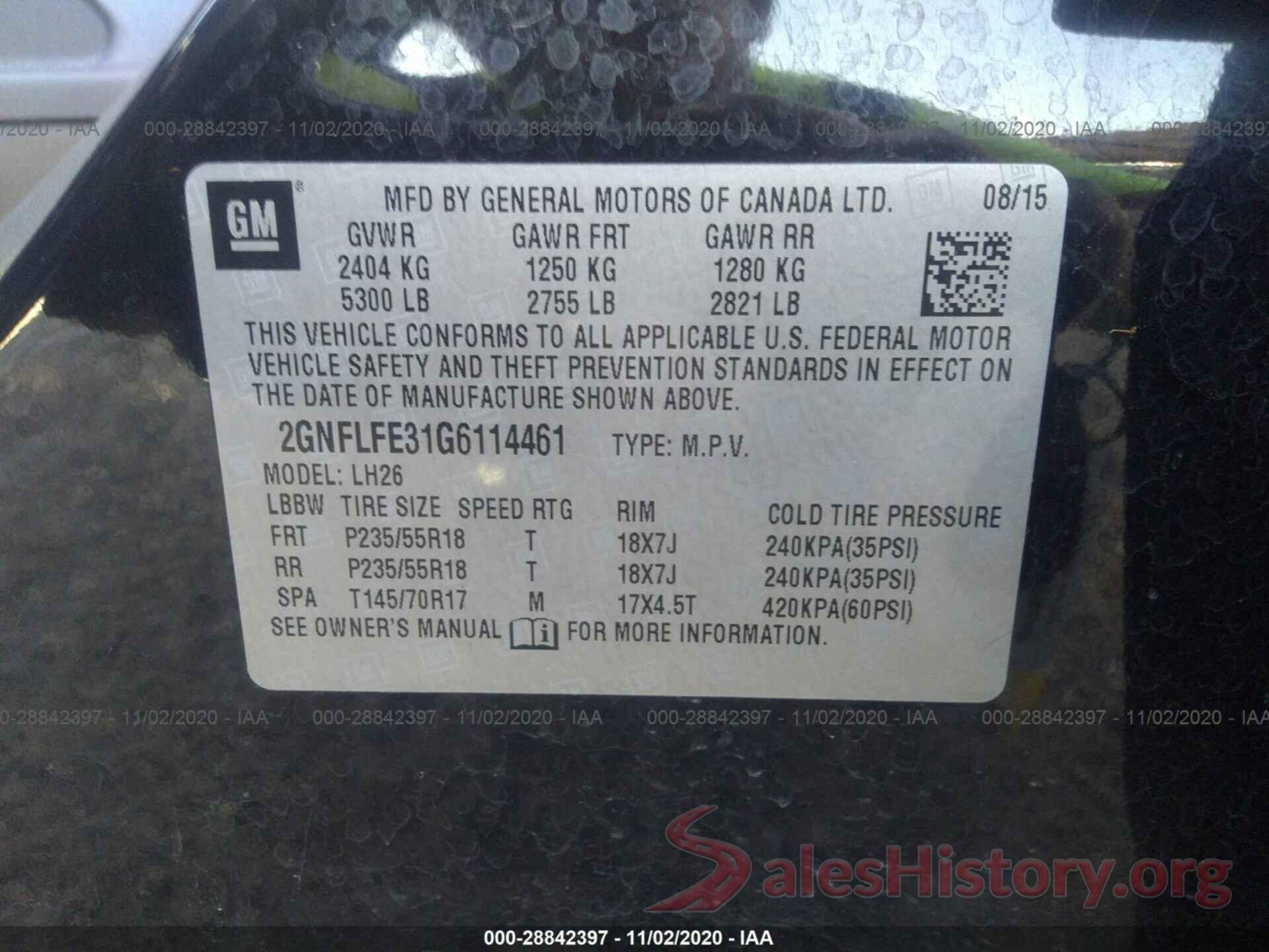 2GNFLFE31G6114461 2016 CHEVROLET EQUINOX