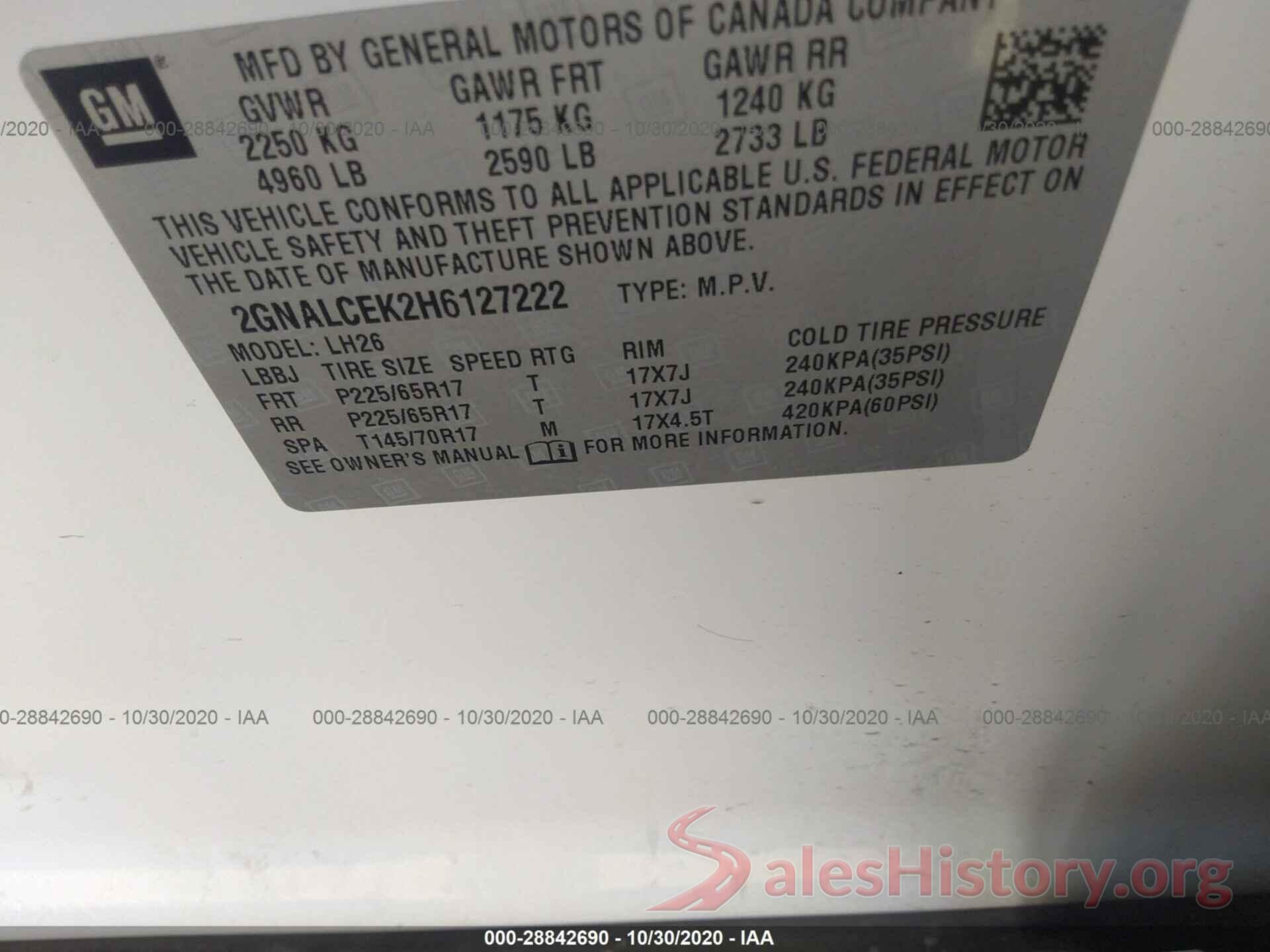 2GNALCEK2H6127222 2017 CHEVROLET EQUINOX