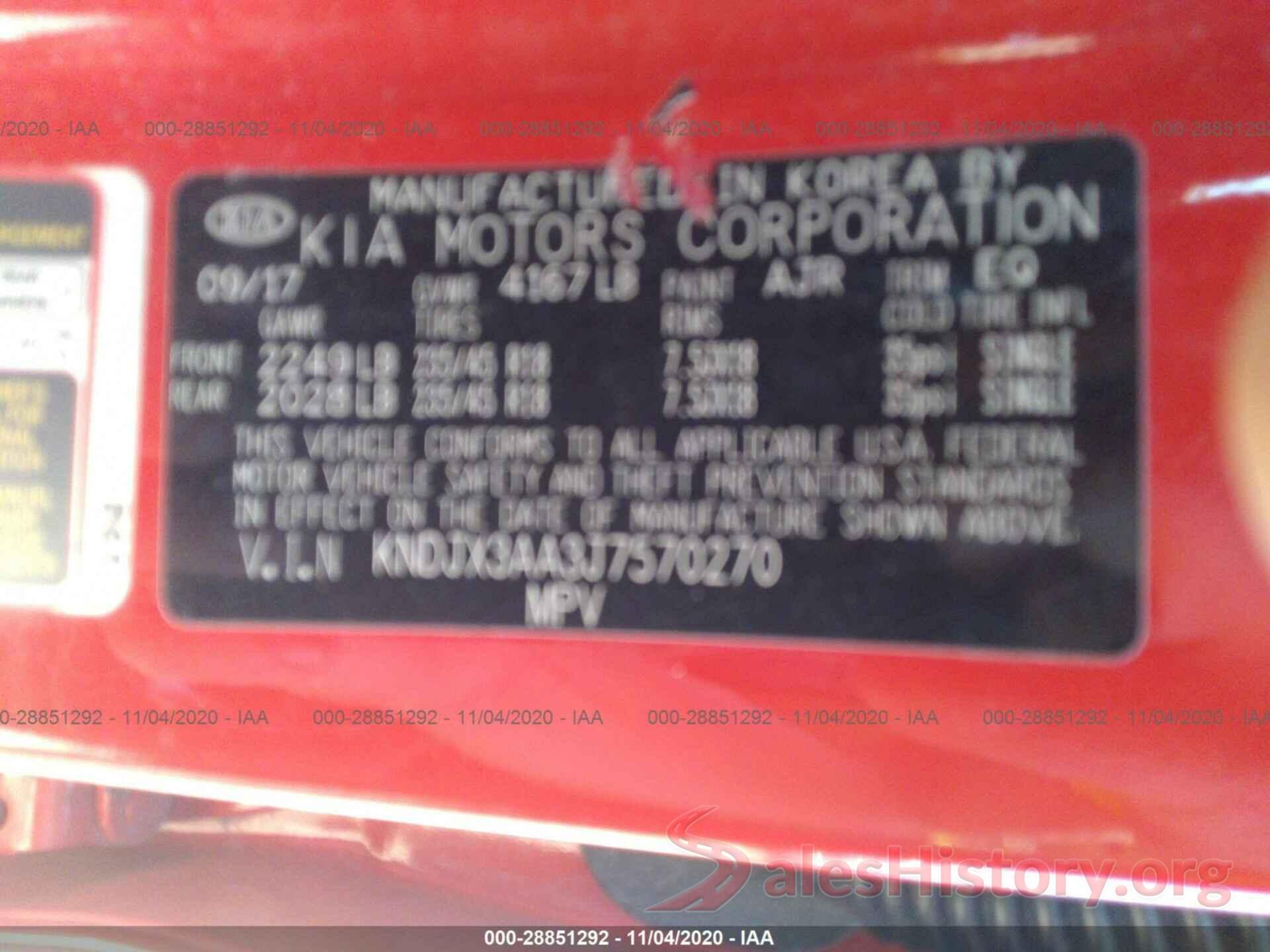 KNDJX3AA3J7570270 2018 KIA SOUL