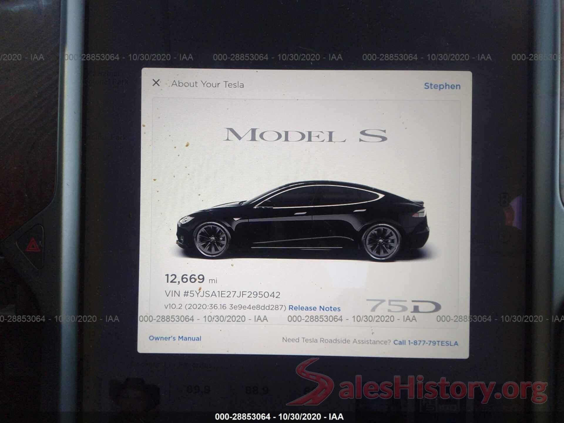 5YJSA1E27JF295042 2018 TESLA MODEL S