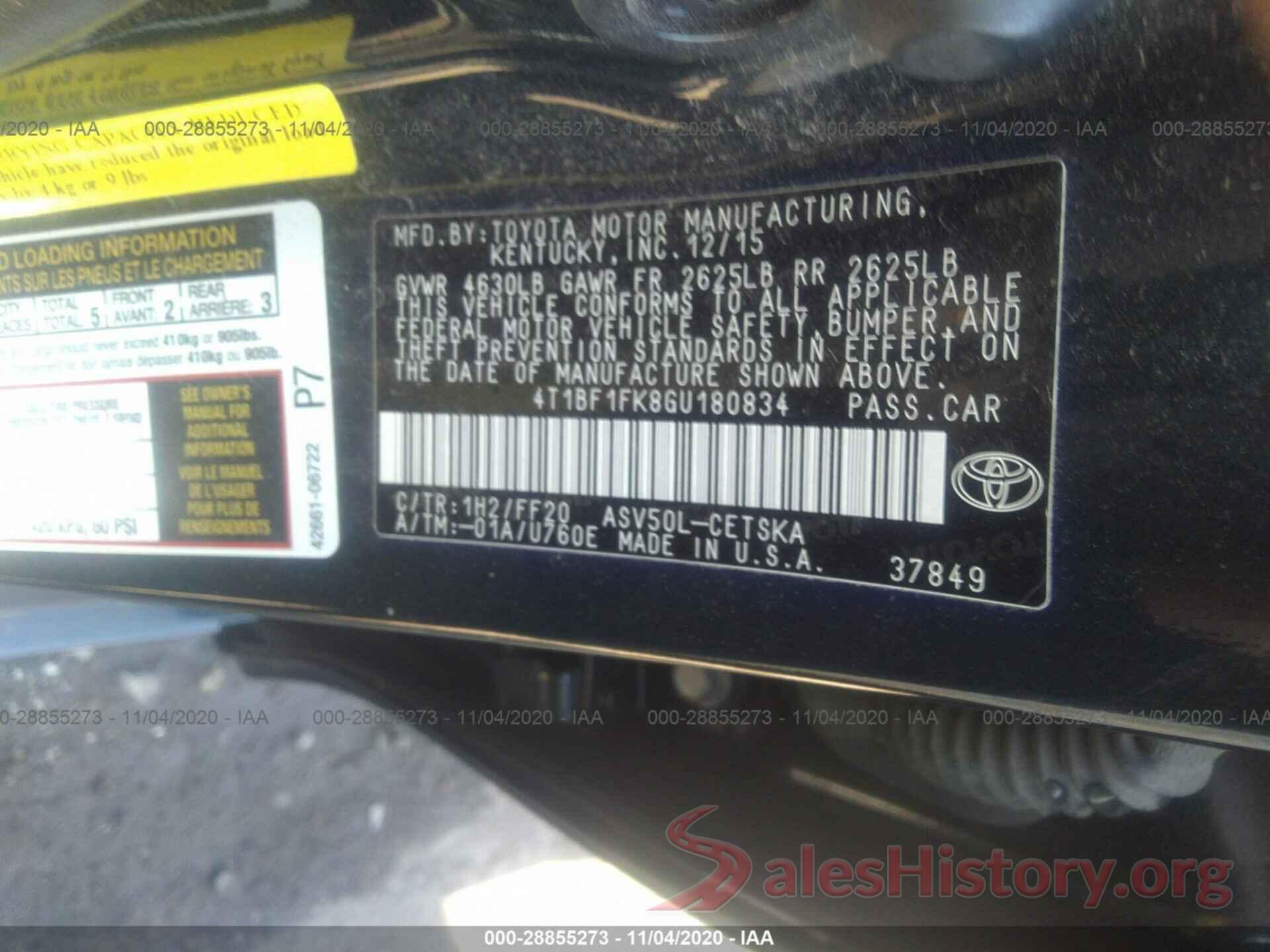 4T1BF1FK8GU180834 2016 TOYOTA CAMRY