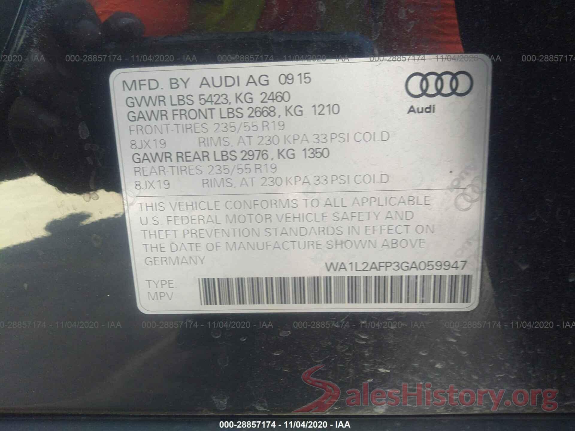 WA1L2AFP3GA059947 2016 AUDI Q5