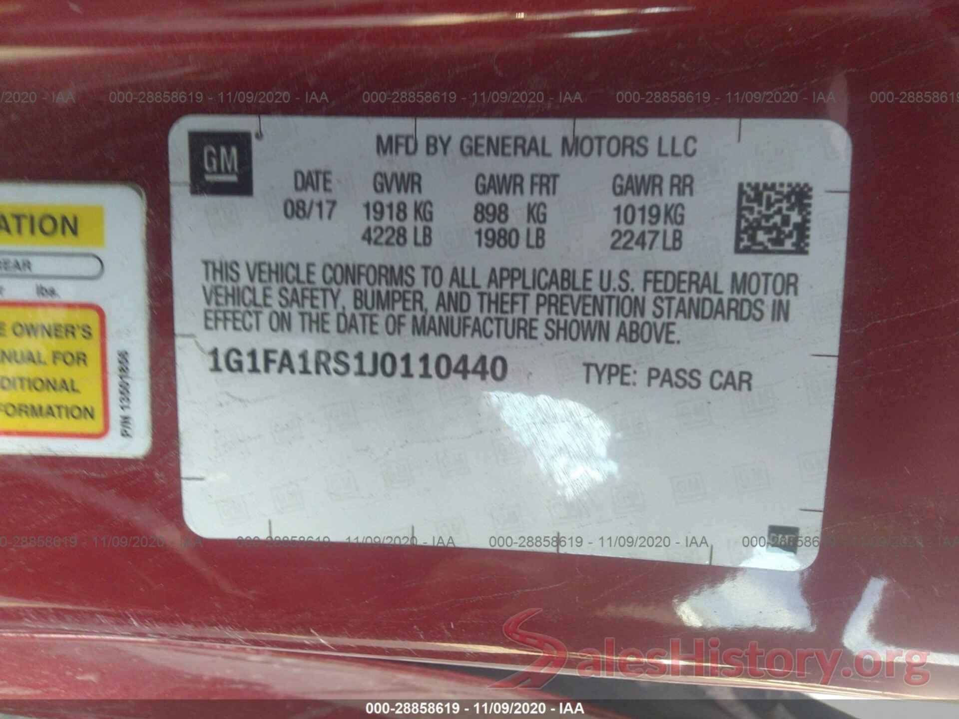 1G1FA1RS1J0110440 2018 CHEVROLET CAMARO