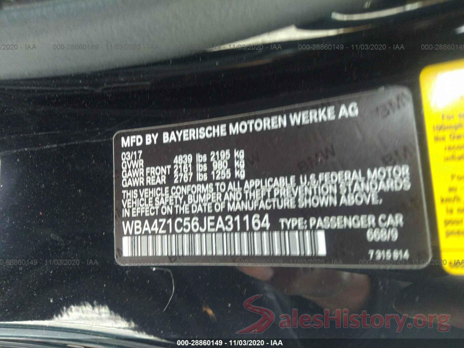 WBA4Z1C56JEA31164 2018 BMW 4 SERIES