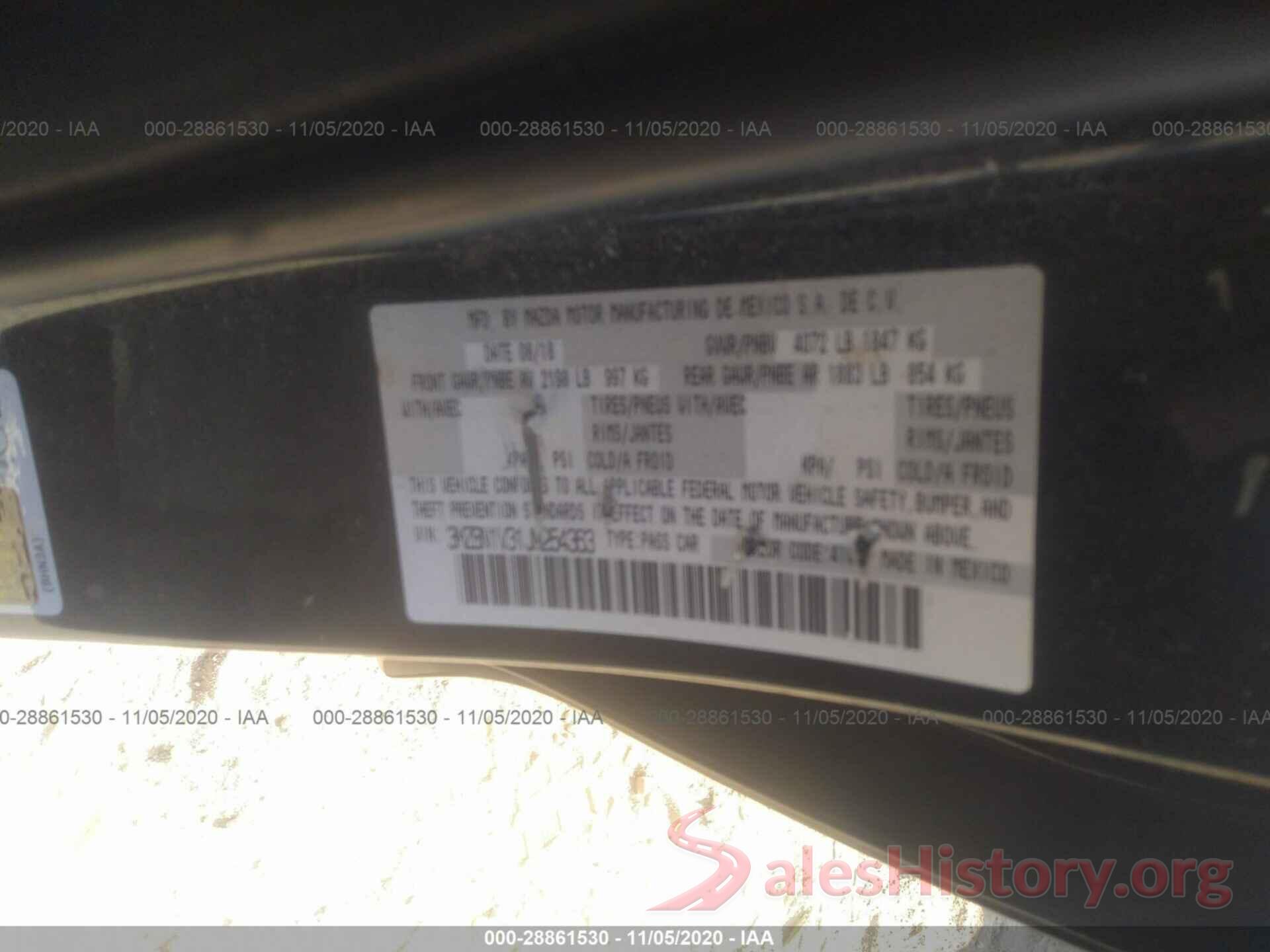 3MZBN1V31JM254363 2018 MAZDA MAZDA3 4-DOOR