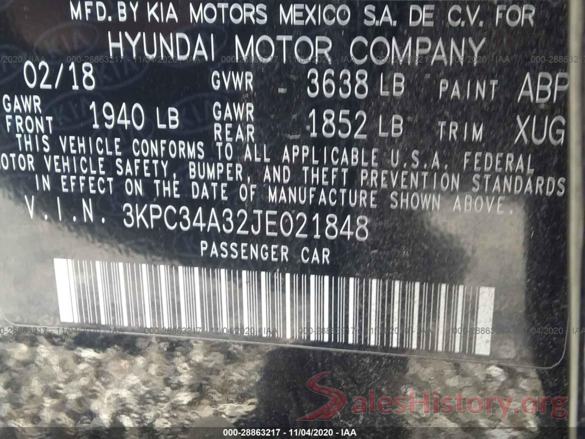 3KPC34A32JE021848 2018 HYUNDAI ACCENT