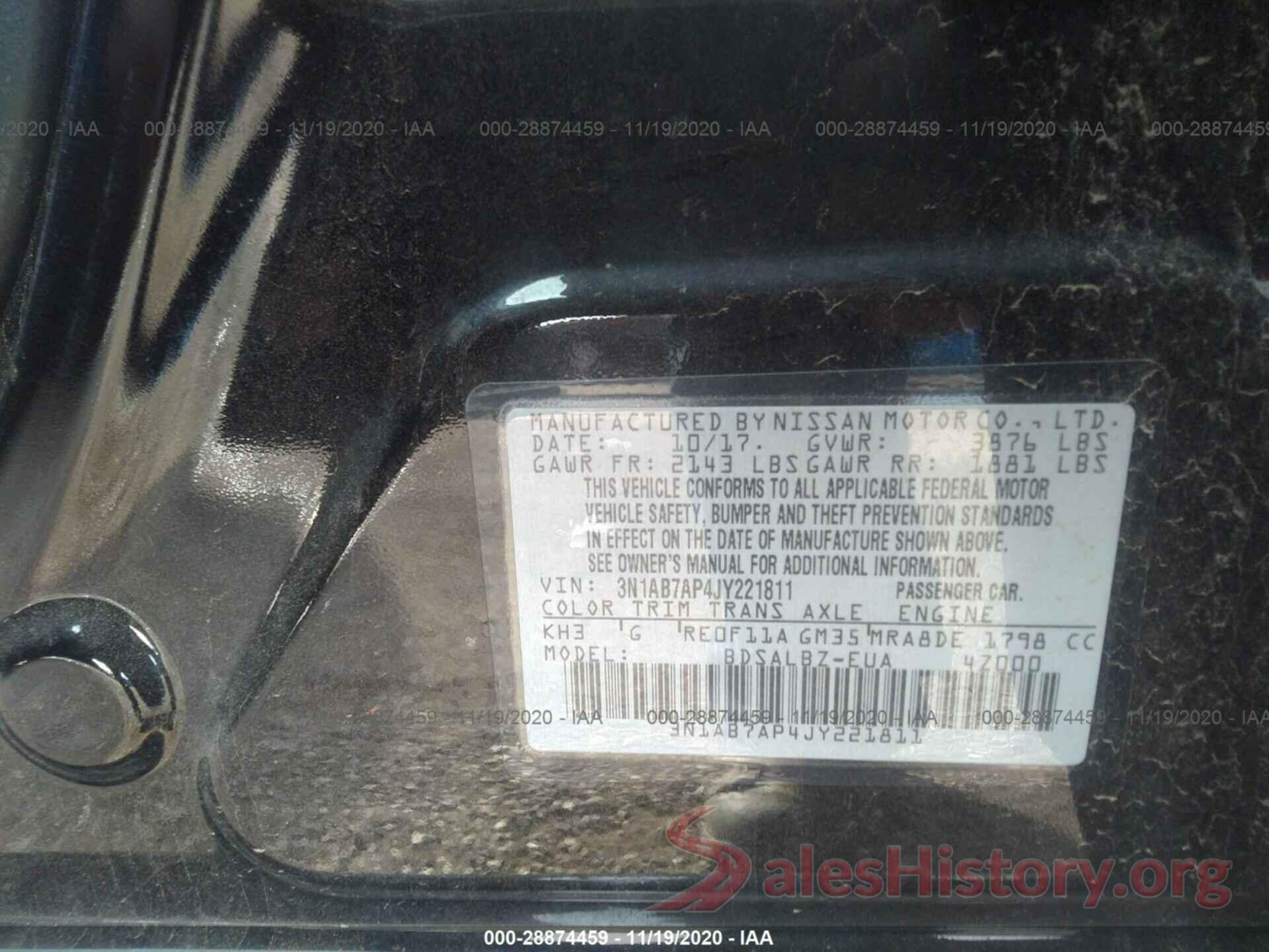 3N1AB7AP4JY221811 2018 NISSAN SENTRA