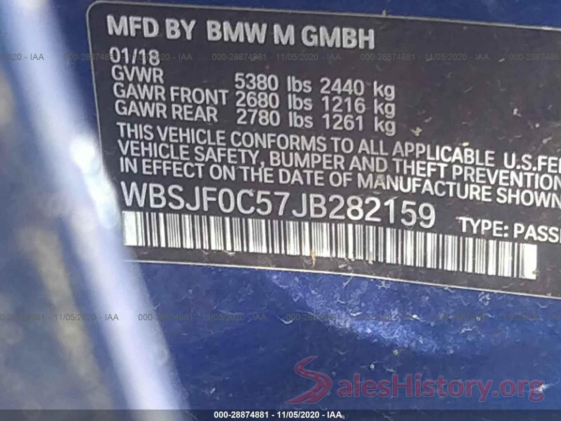 WBSJF0C57JB282159 2018 BMW M5