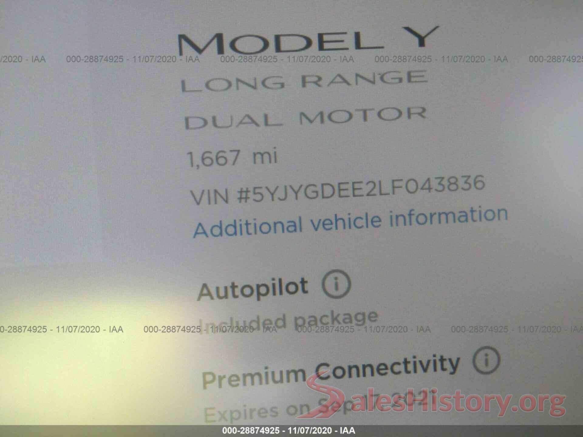 5YJYGDEE2LF043836 2020 TESLA MODEL Y