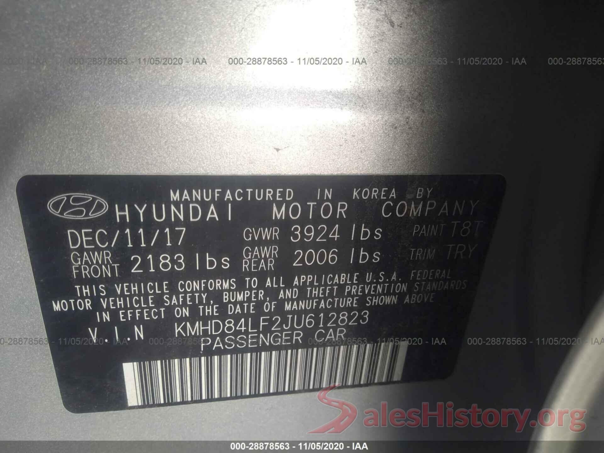 KMHD84LF2JU612823 2018 HYUNDAI ELANTRA