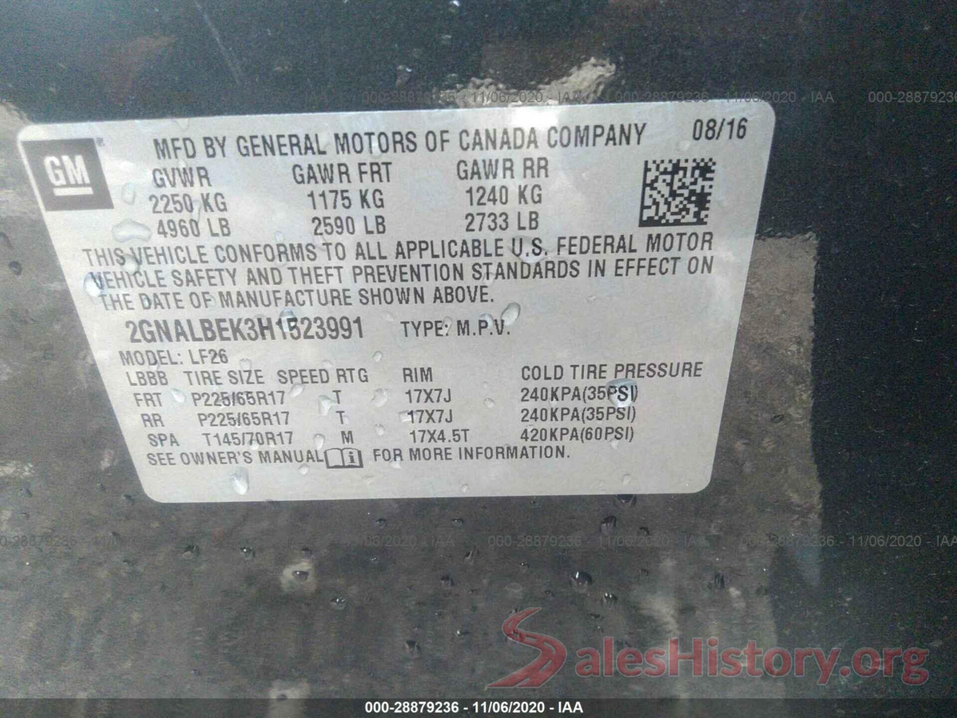 2GNALBEK3H1523991 2017 CHEVROLET EQUINOX