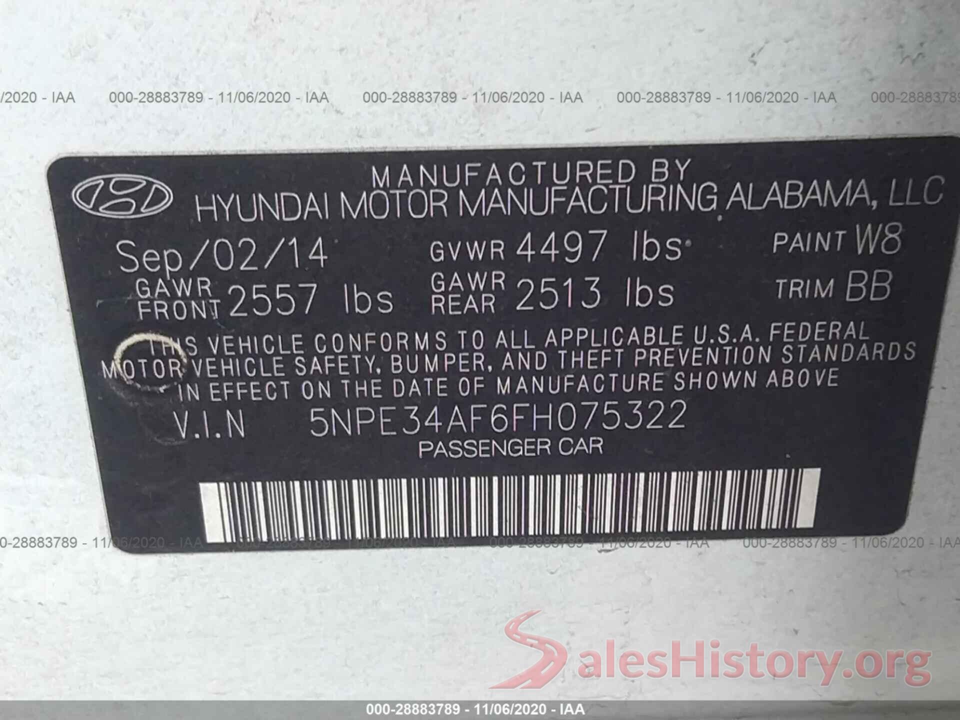 5NPE34AF6FH075322 2015 HYUNDAI SONATA