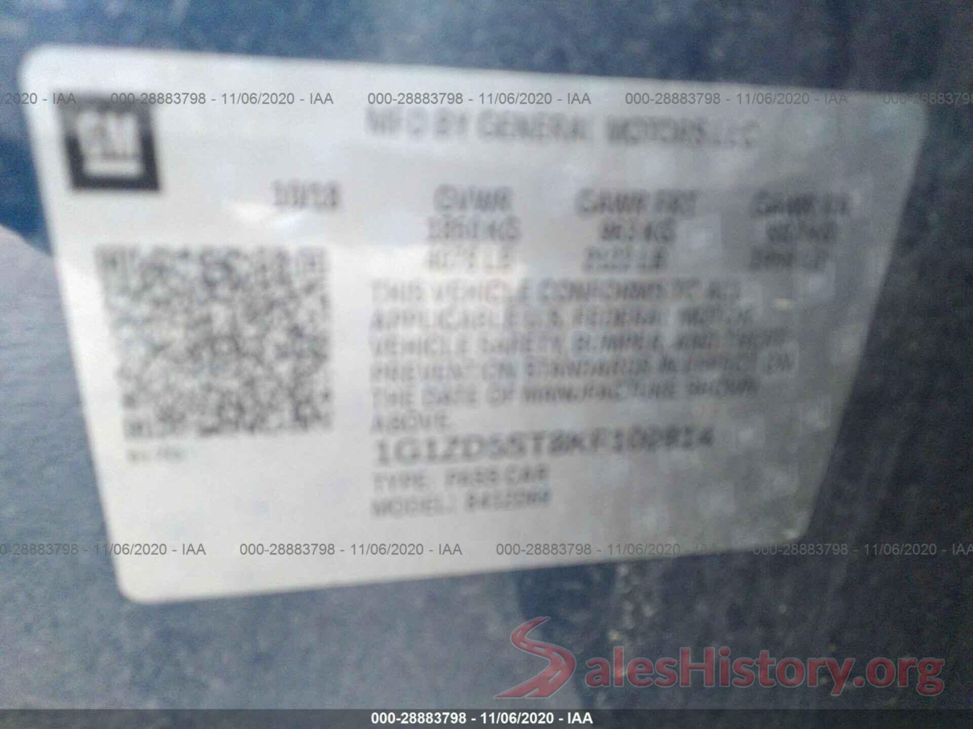 1G1ZD5ST8KF109914 2019 CHEVROLET MALIBU